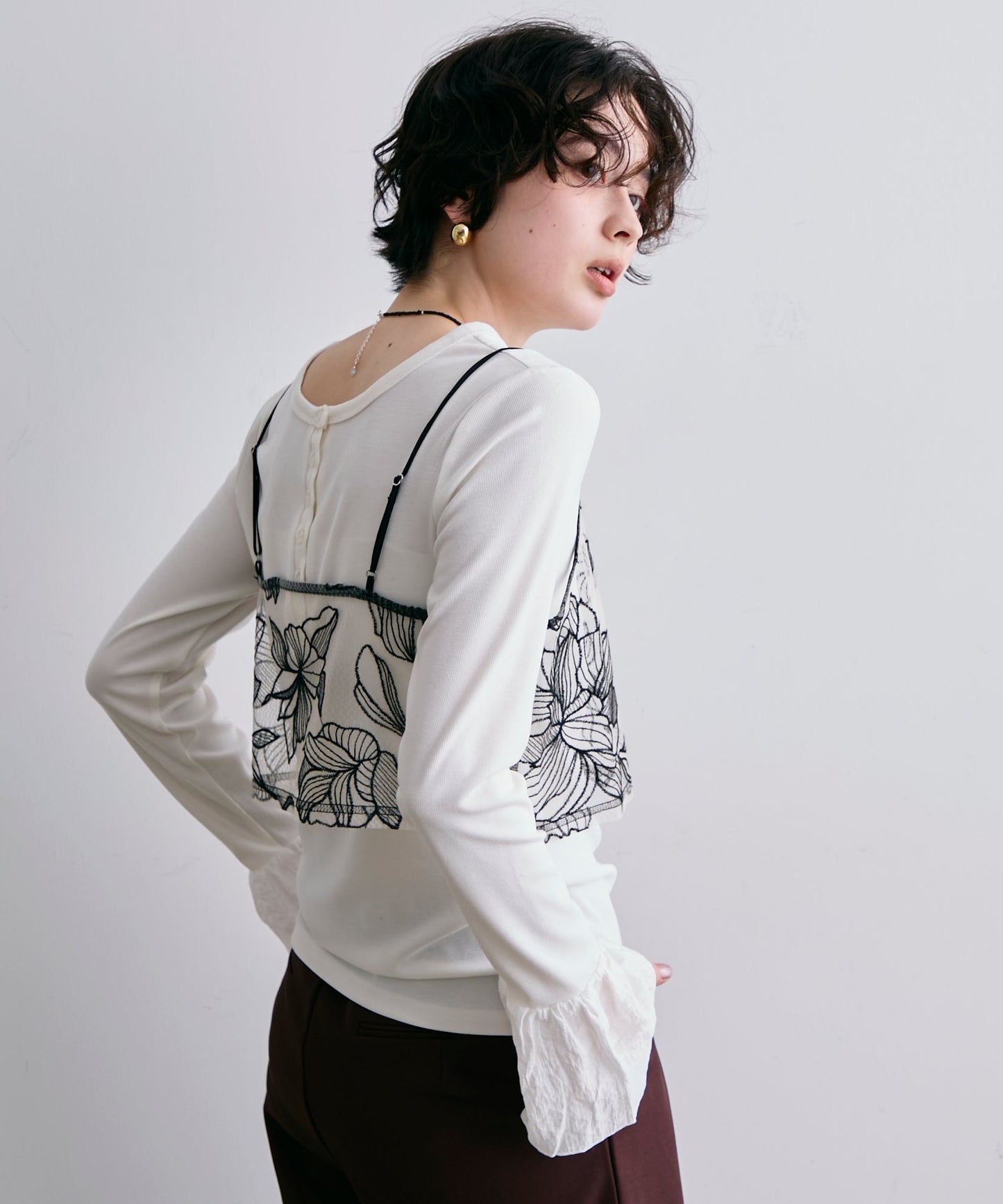 チュール花柄刺繍ビスチェ