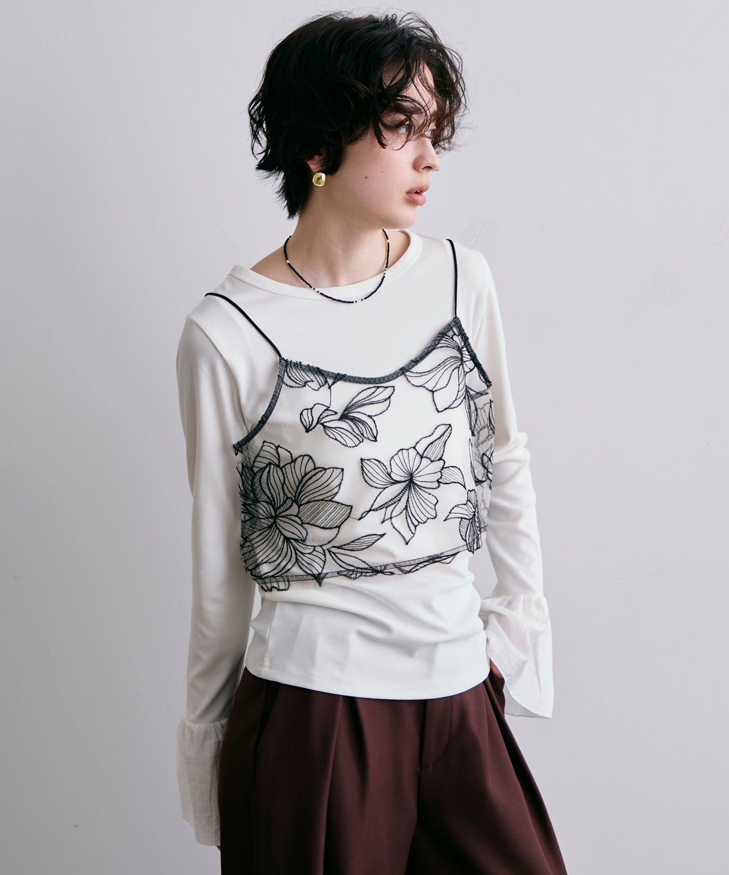 チュール花柄刺繍ビスチェ