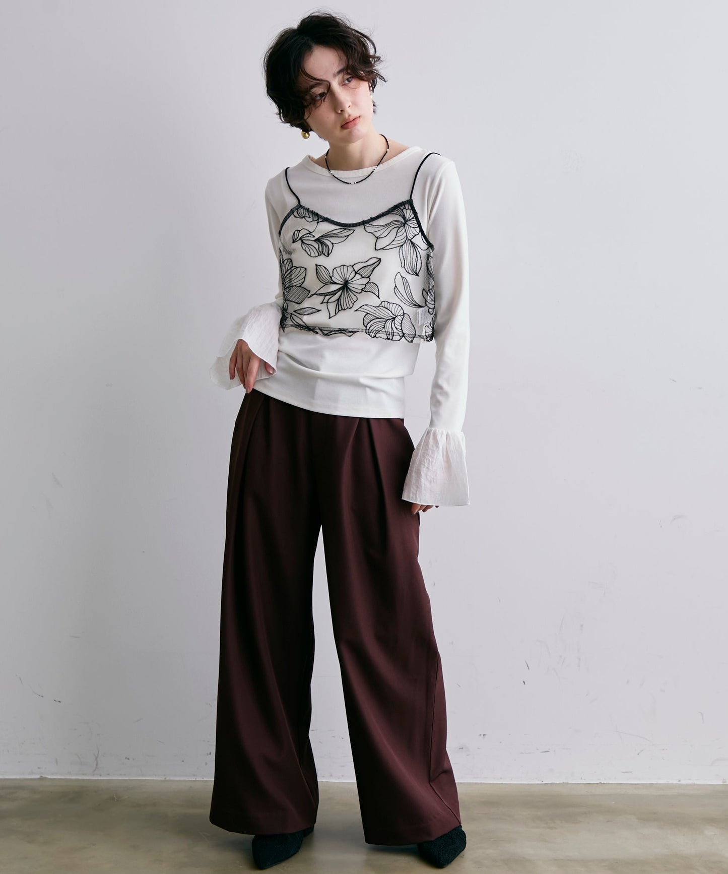 チュール花柄刺繍ビスチェ