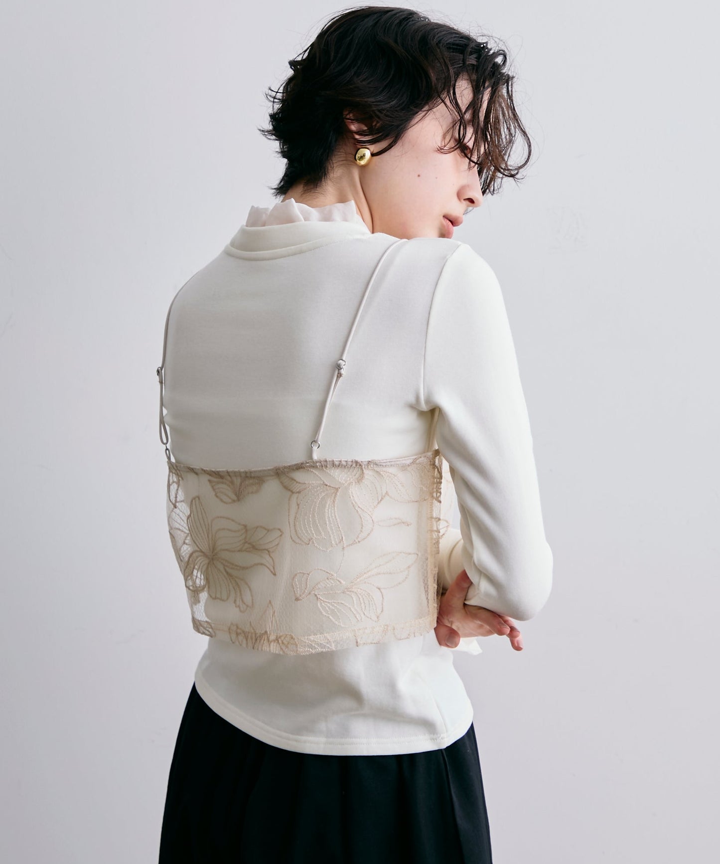 チュール花柄刺繍ビスチェ