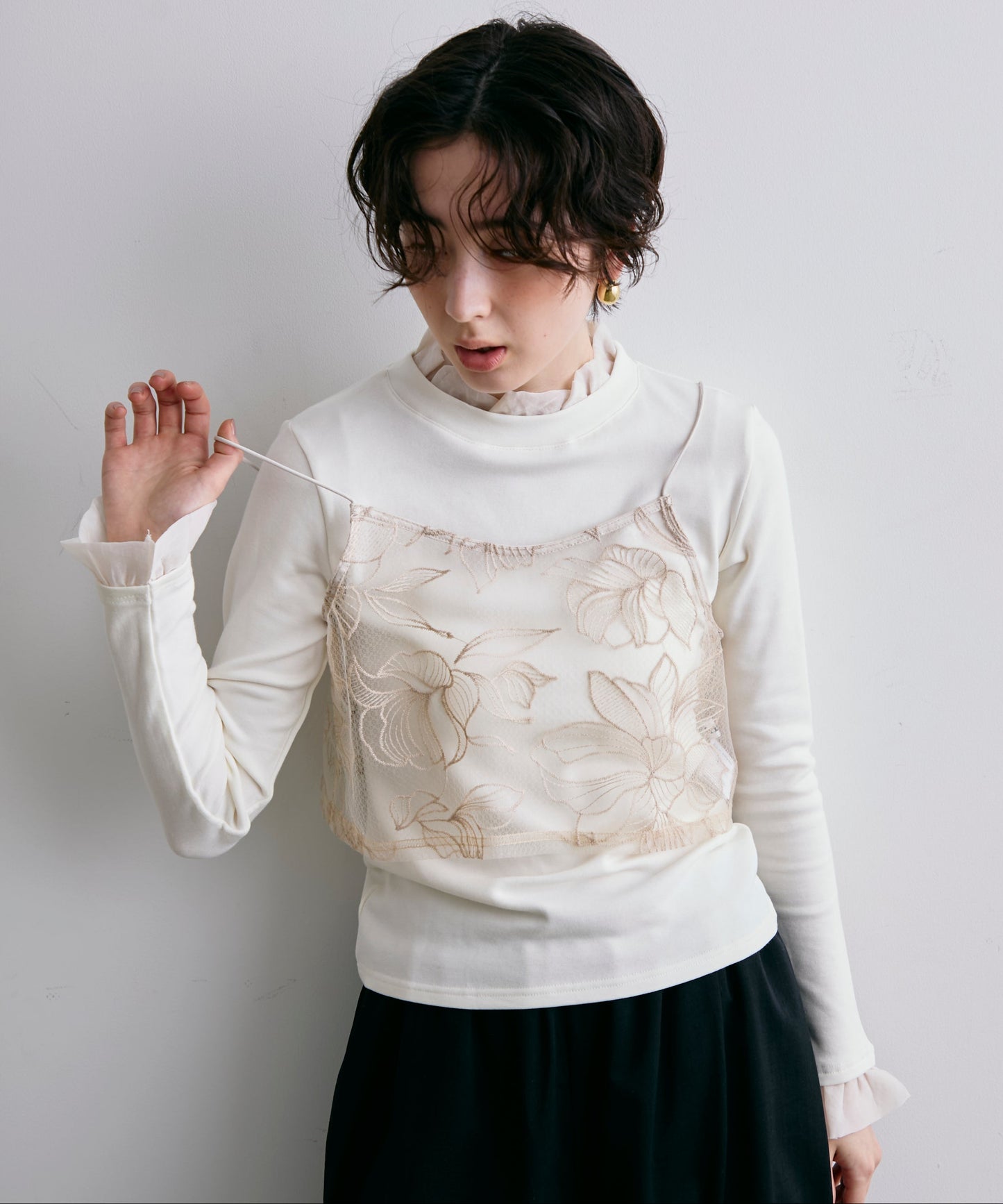 チュール花柄刺繍ビスチェ