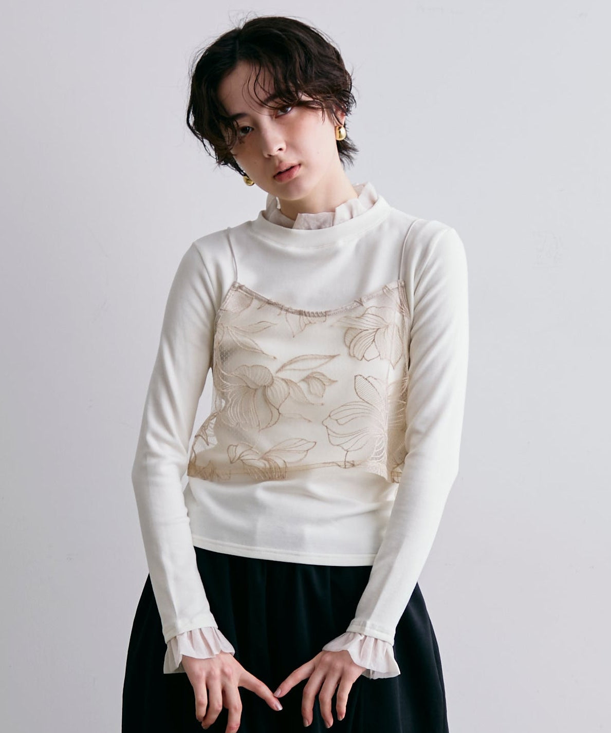 チュール花柄刺繍ビスチェ