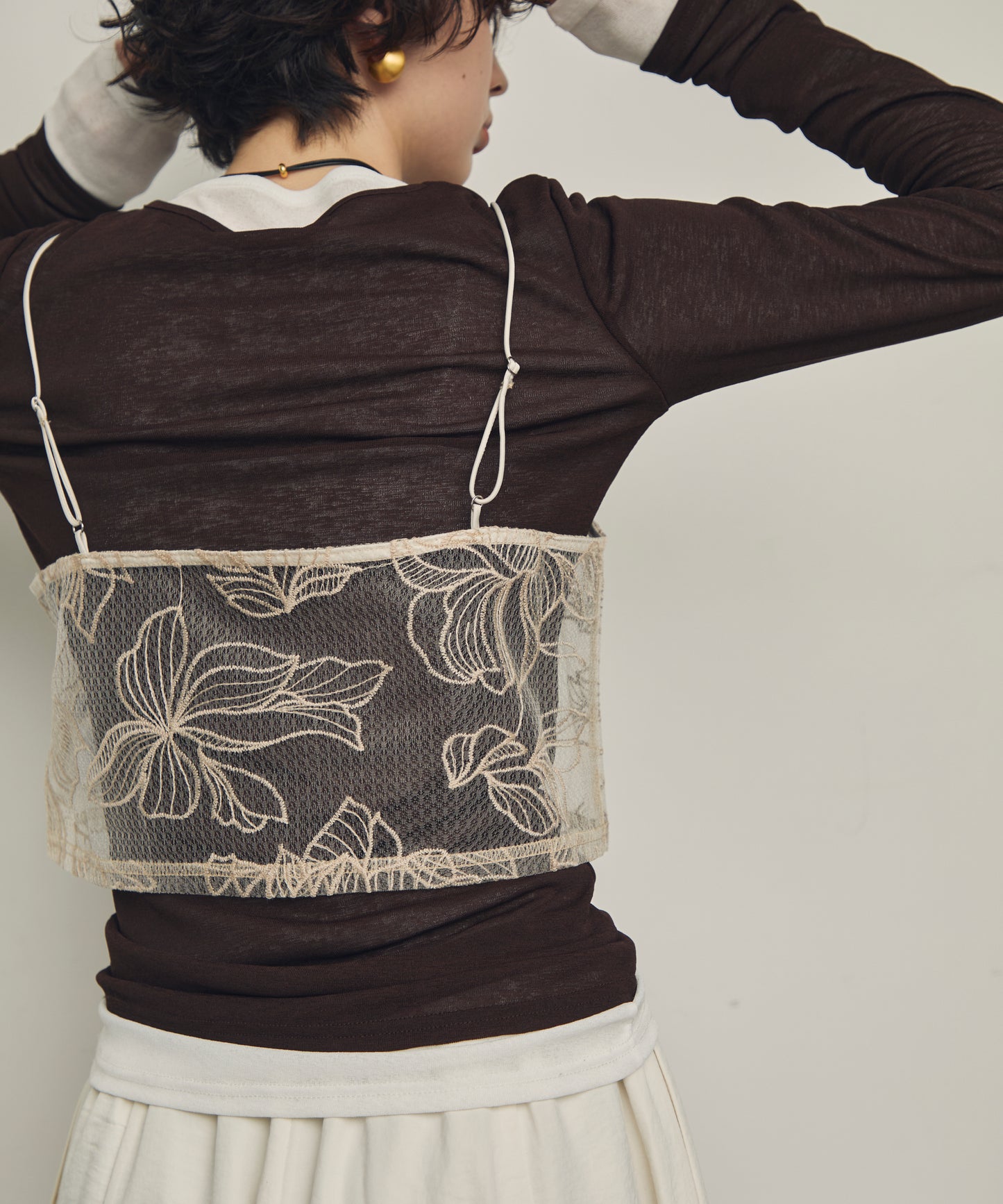 チュール花柄刺繍ビスチェ