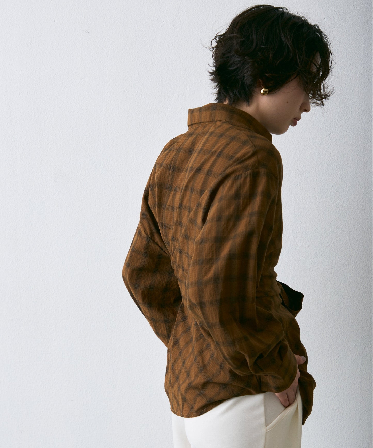 ウエストアシメリボン長袖シャツ