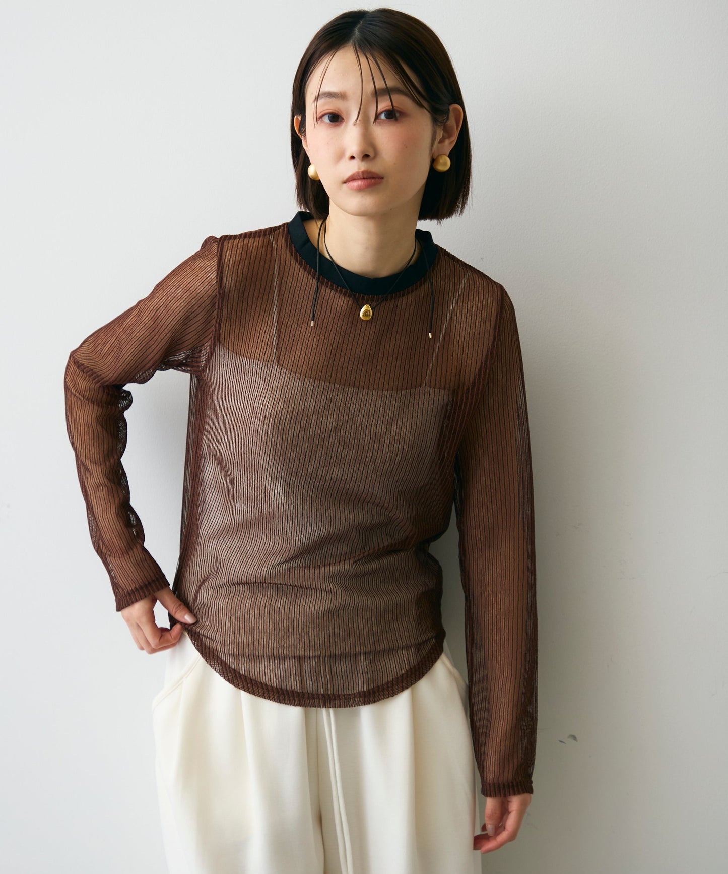 コードメッシュロングスリーブT