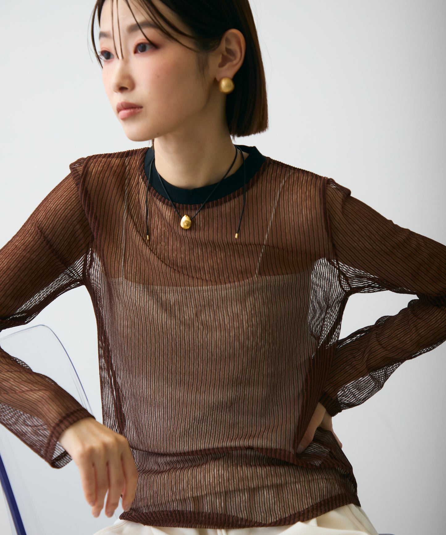 コードメッシュロングスリーブT