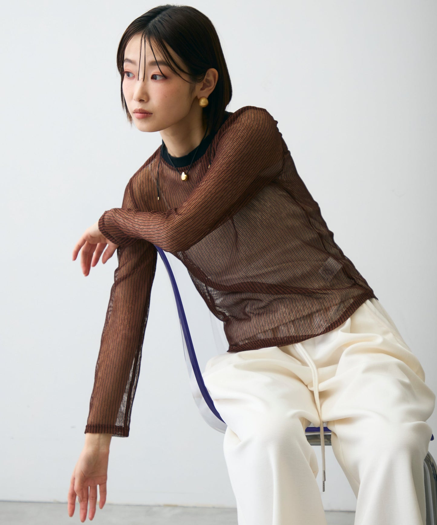 コードメッシュロングスリーブT