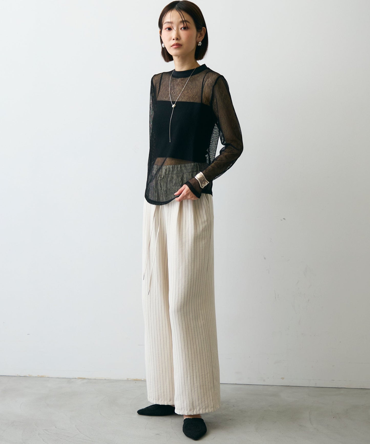 コードメッシュロングスリーブT