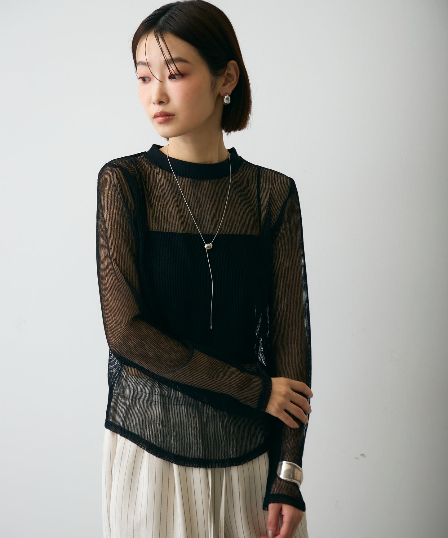 コードメッシュロングスリーブT