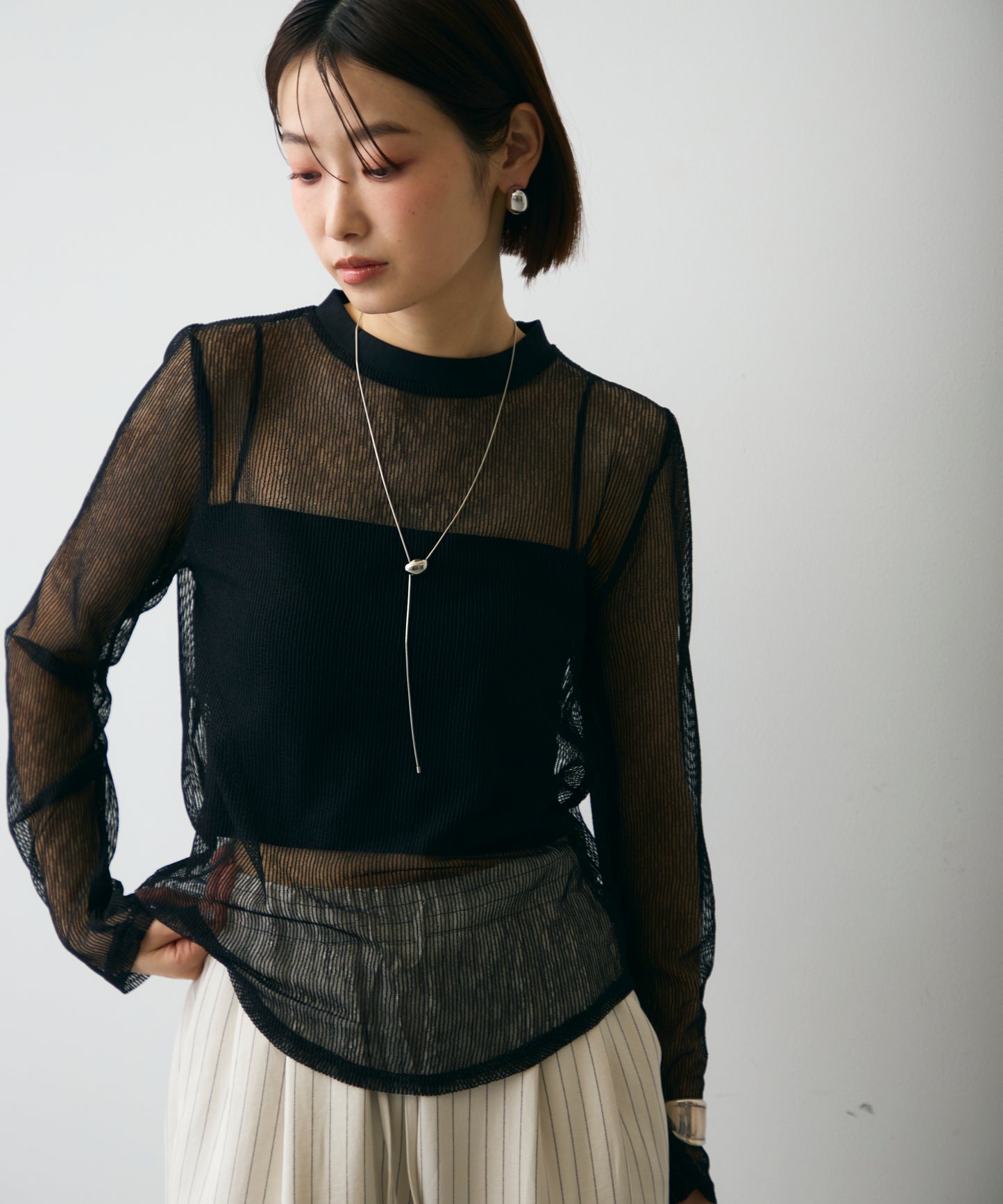 コードメッシュロングスリーブT