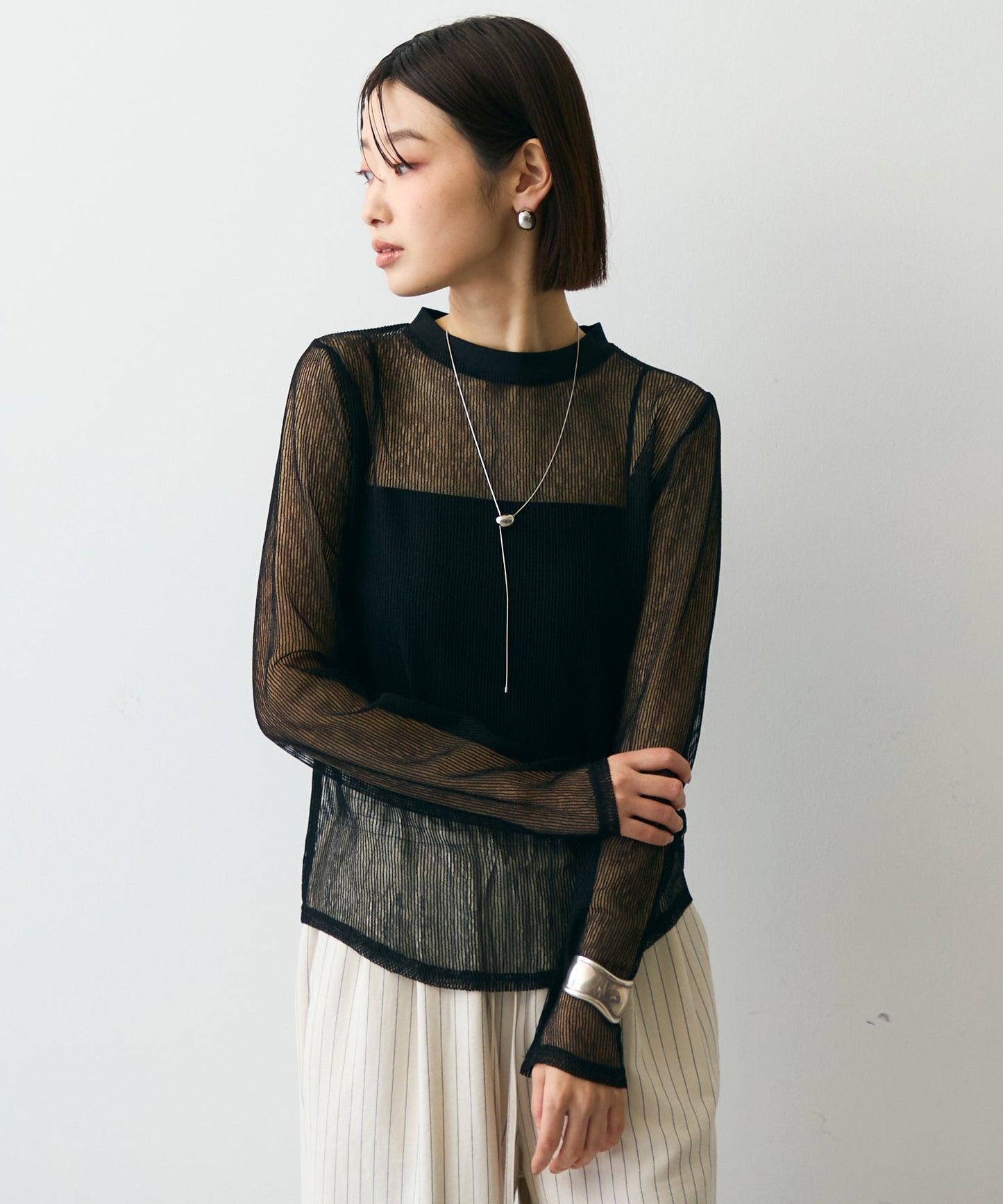 コードメッシュロングスリーブT