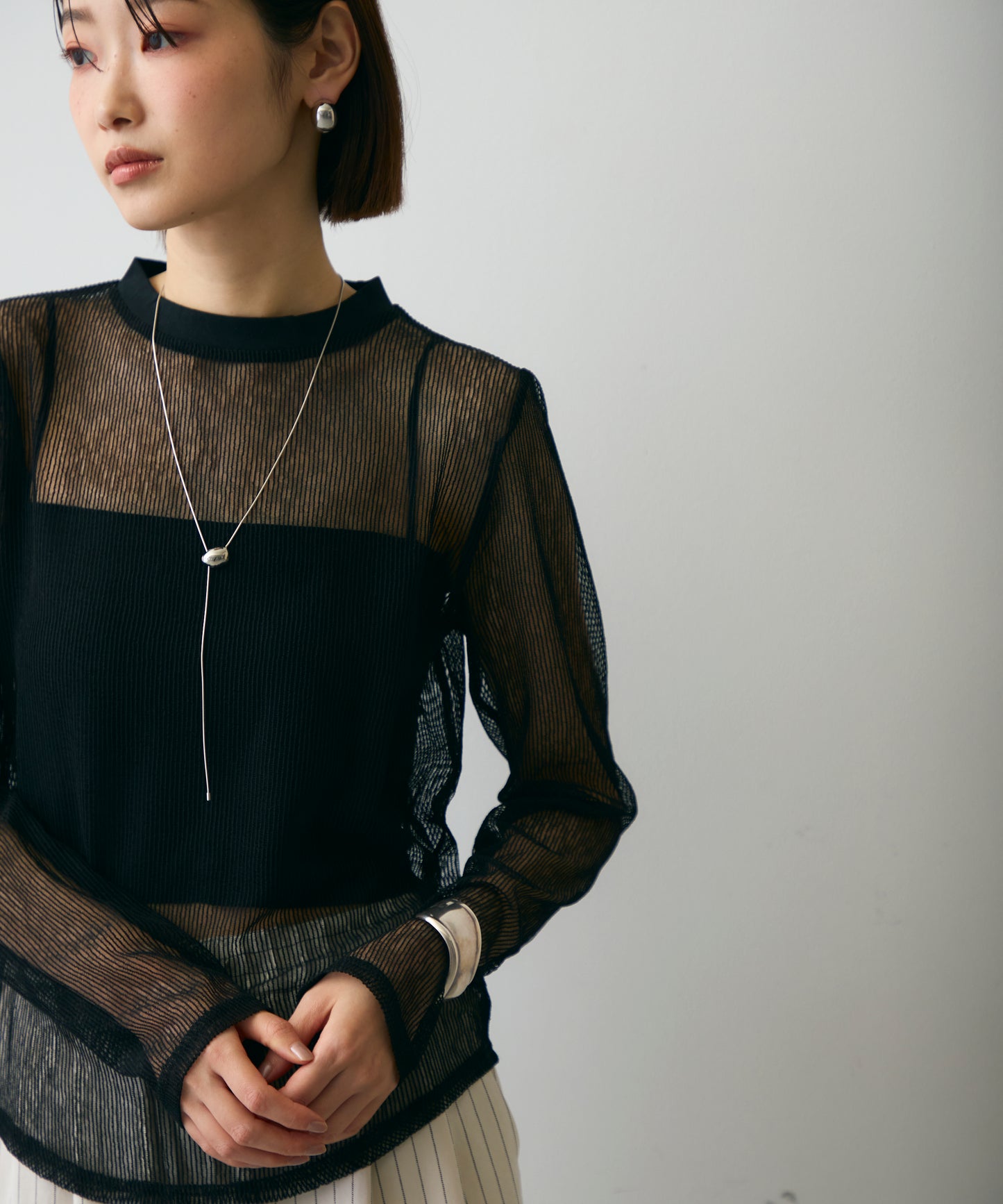 コードメッシュロングスリーブT