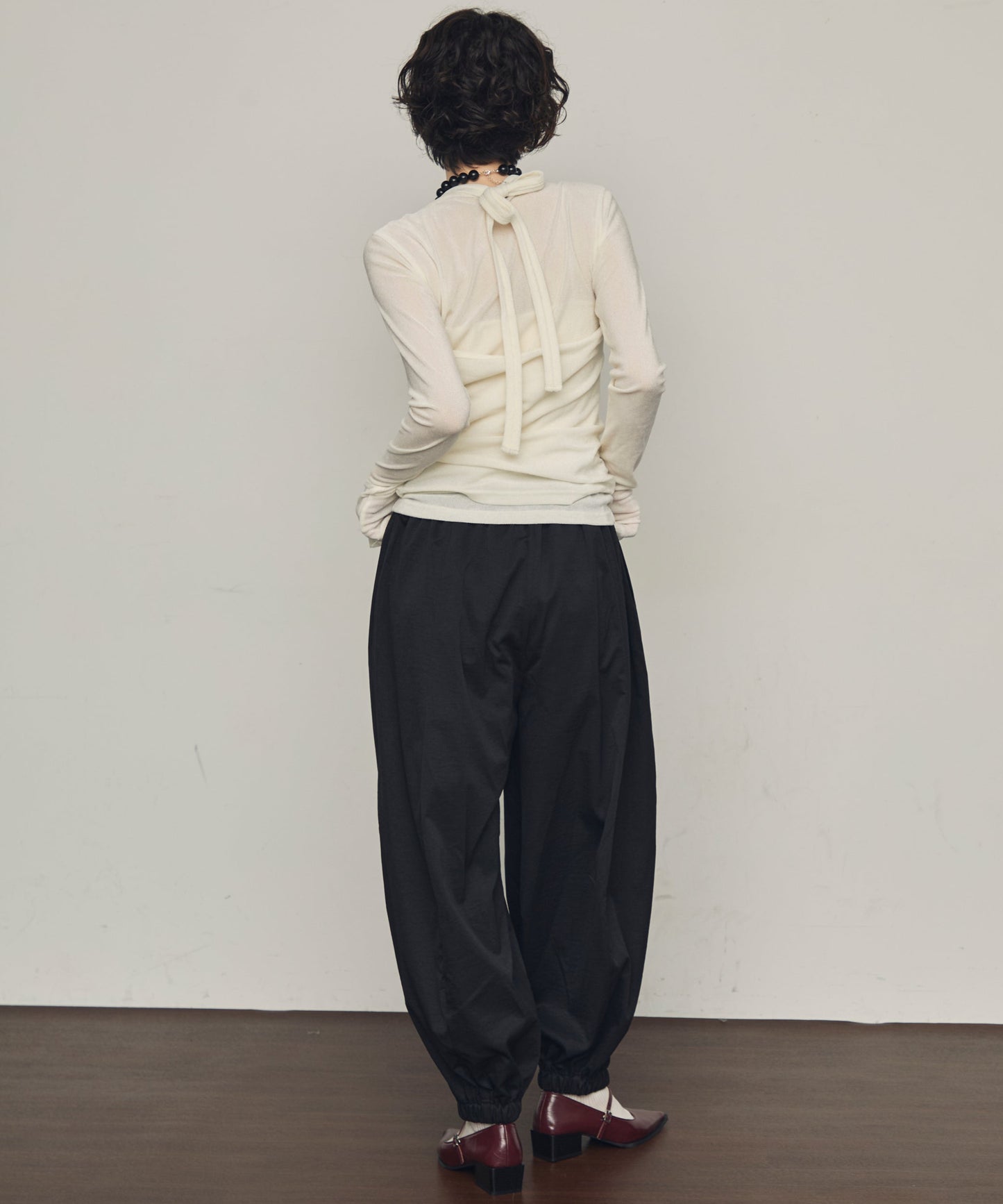 シアーベロアホルターネックレイヤードロンT
