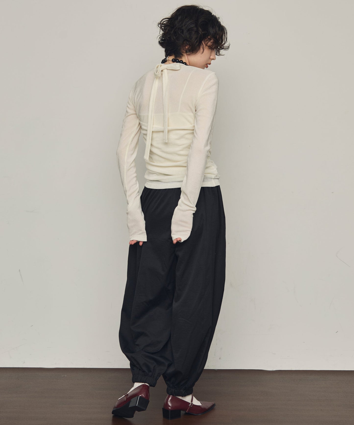 シアーベロアホルターネックレイヤードロンT