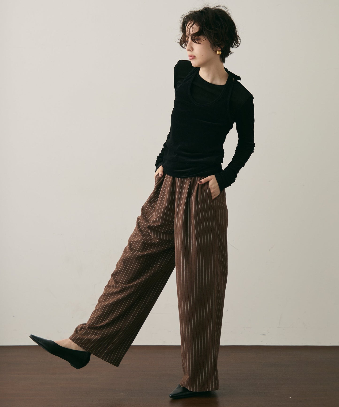 シアーフロッキーホルターネックレイヤードロンT