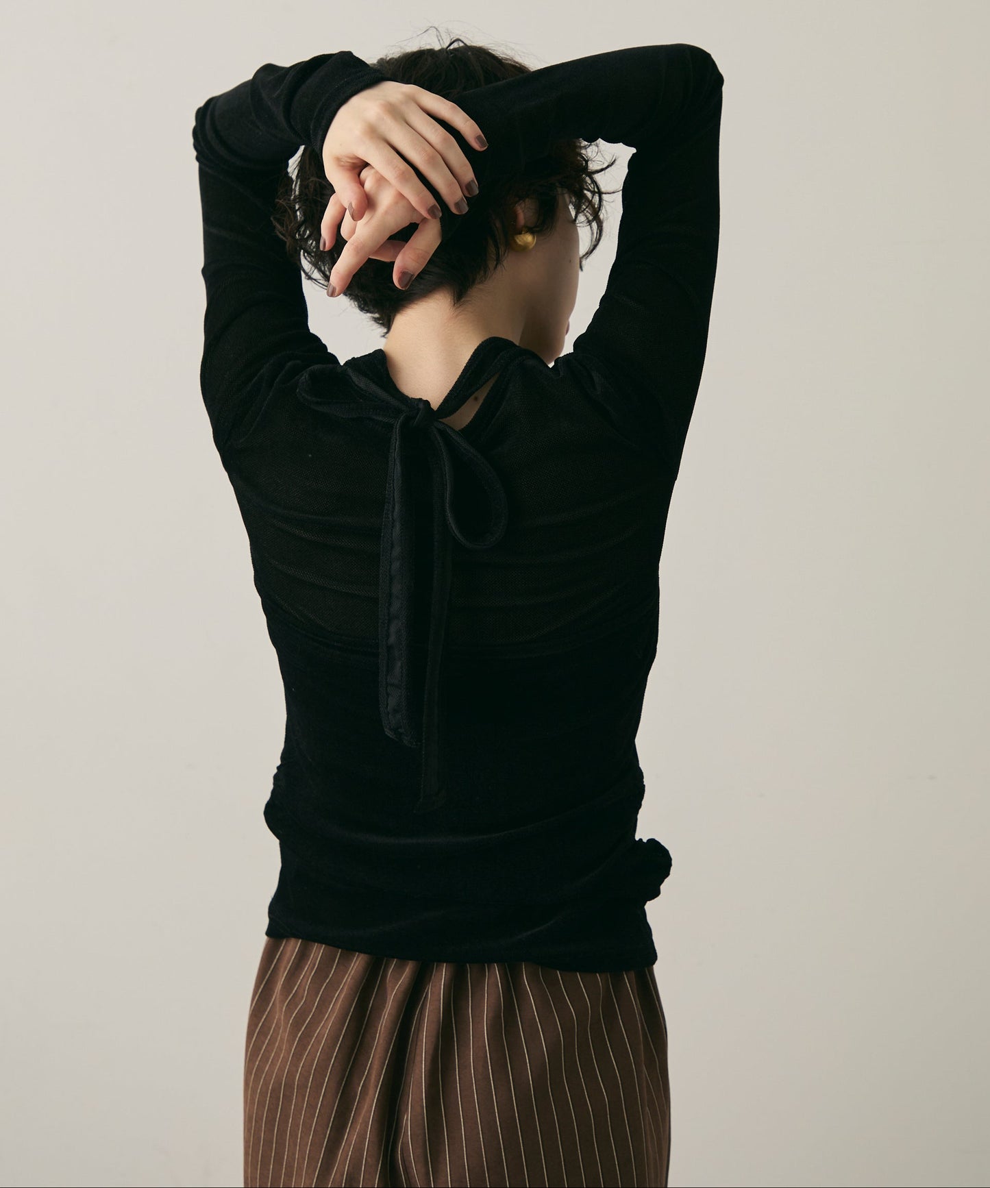 シアーフロッキーホルターネックレイヤードロンT