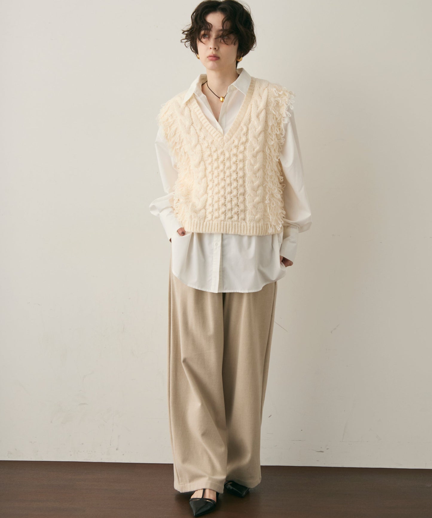 モヘアタッチループフリンジベスト