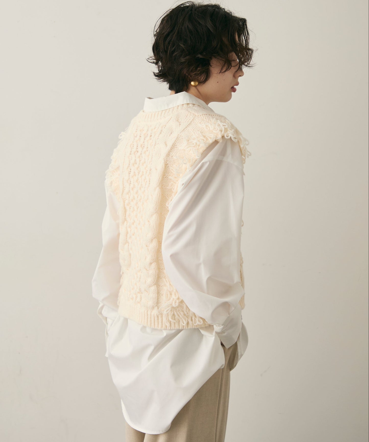 モヘアタッチループフリンジベスト