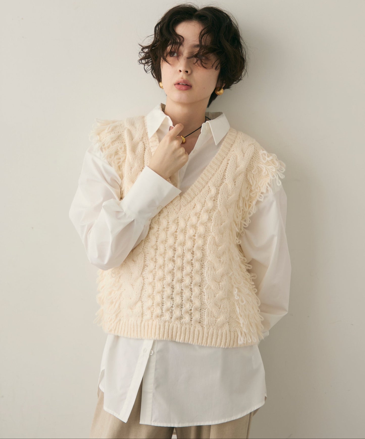 モヘアタッチループフリンジベスト