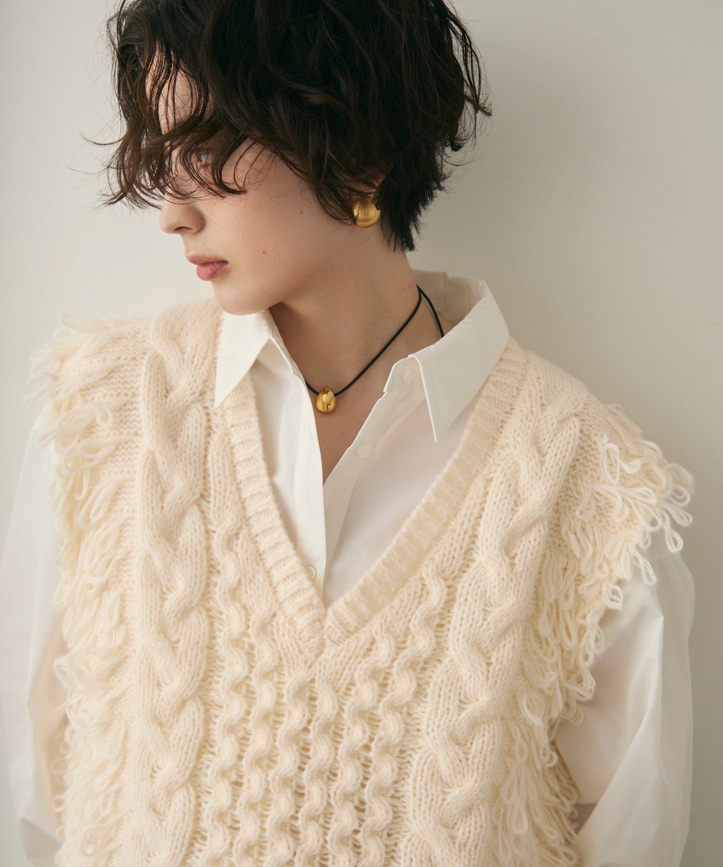 モヘアタッチループフリンジベスト