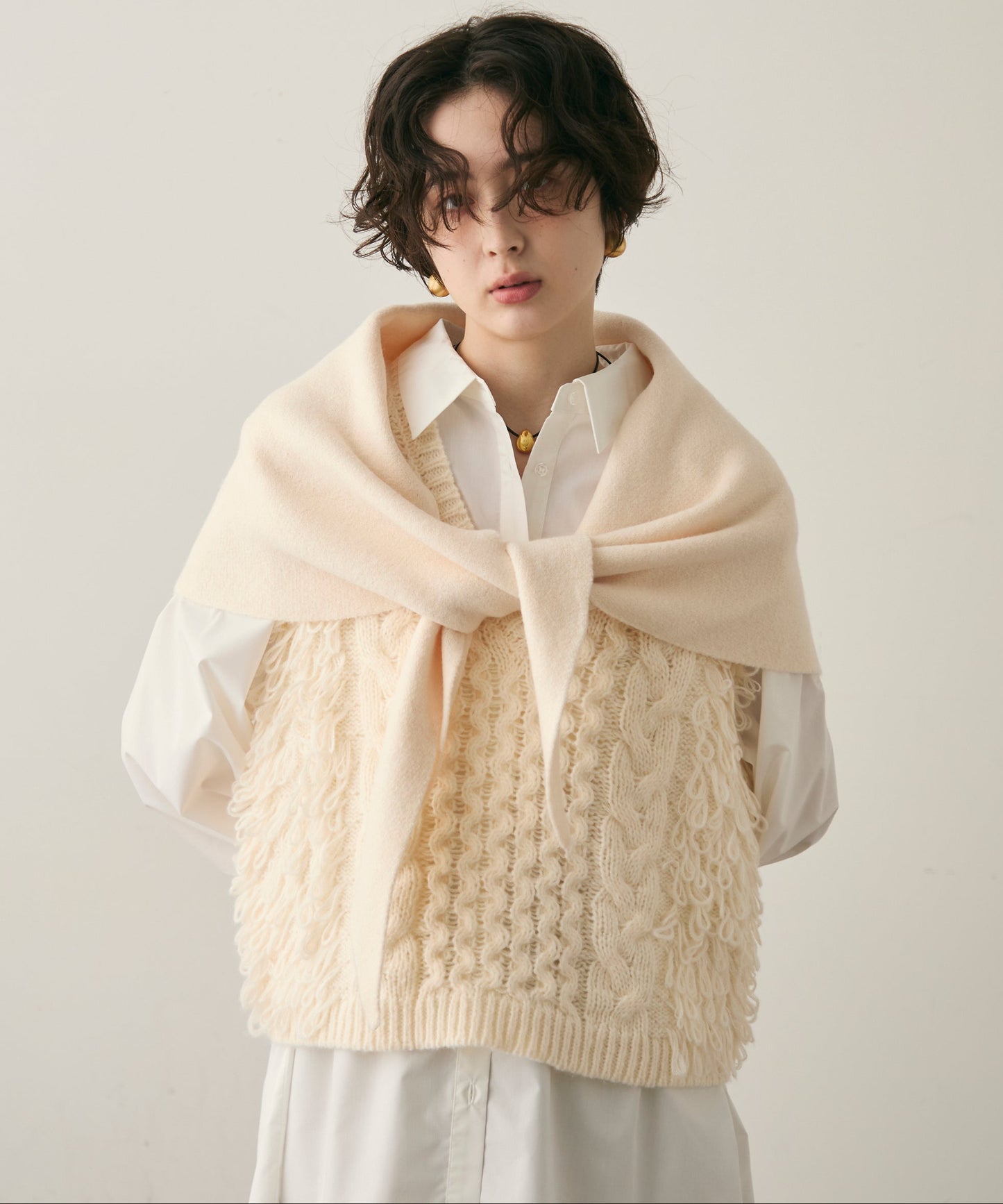 モヘアタッチループフリンジベスト