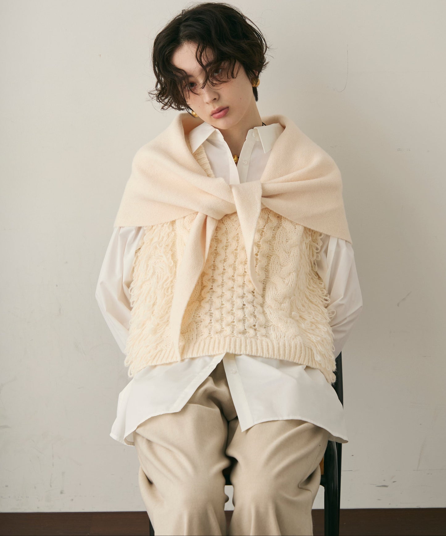 モヘアタッチループフリンジベスト