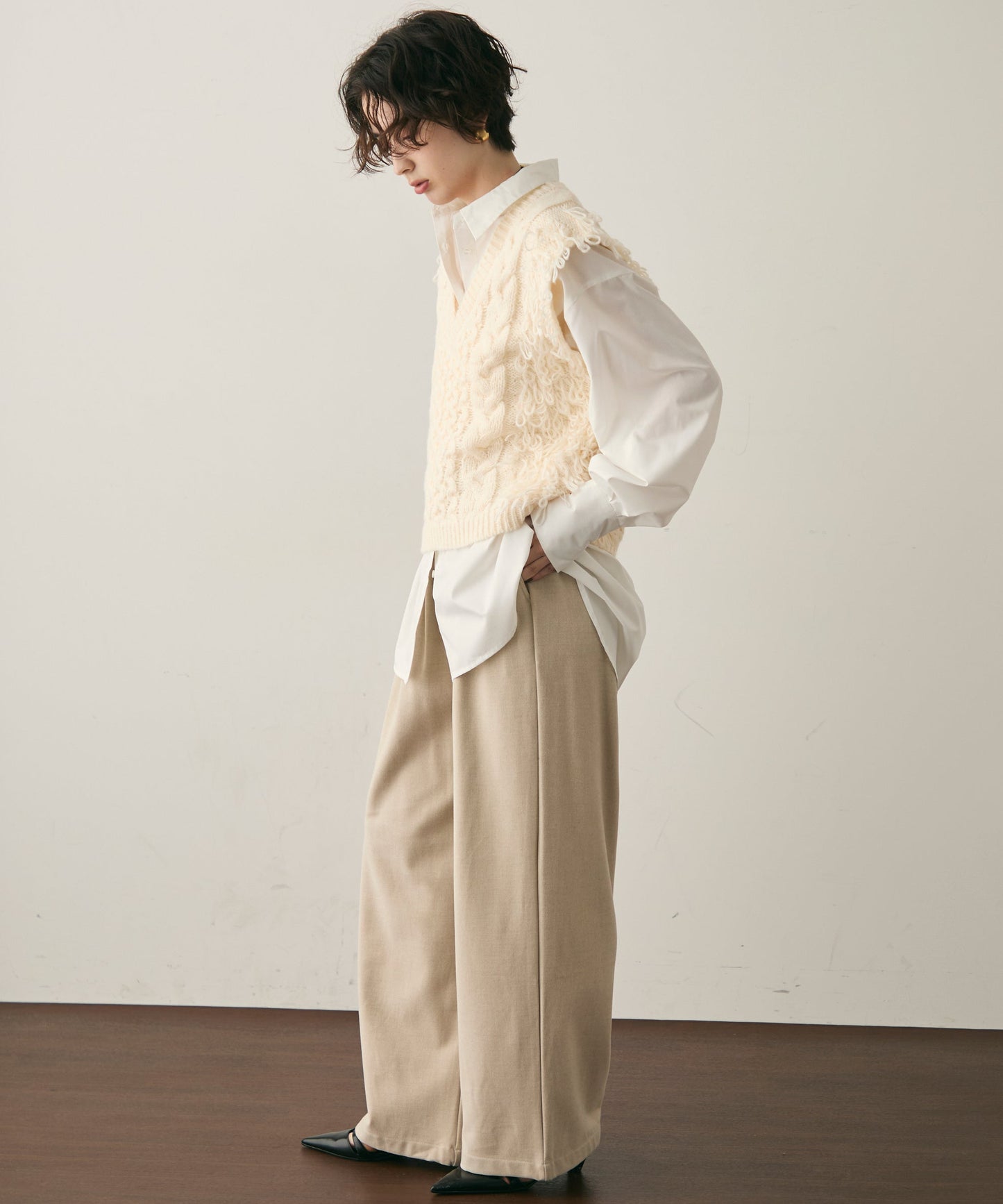 モヘアタッチループフリンジベスト