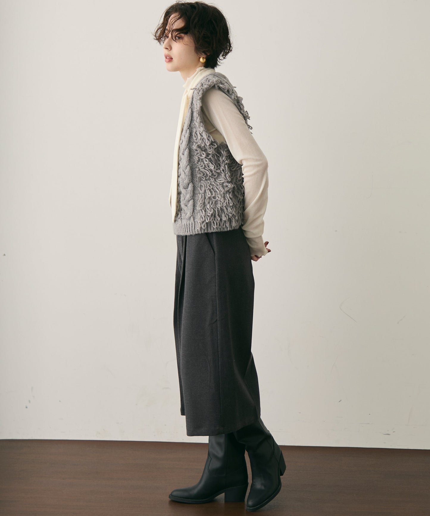 モヘアタッチループフリンジベスト