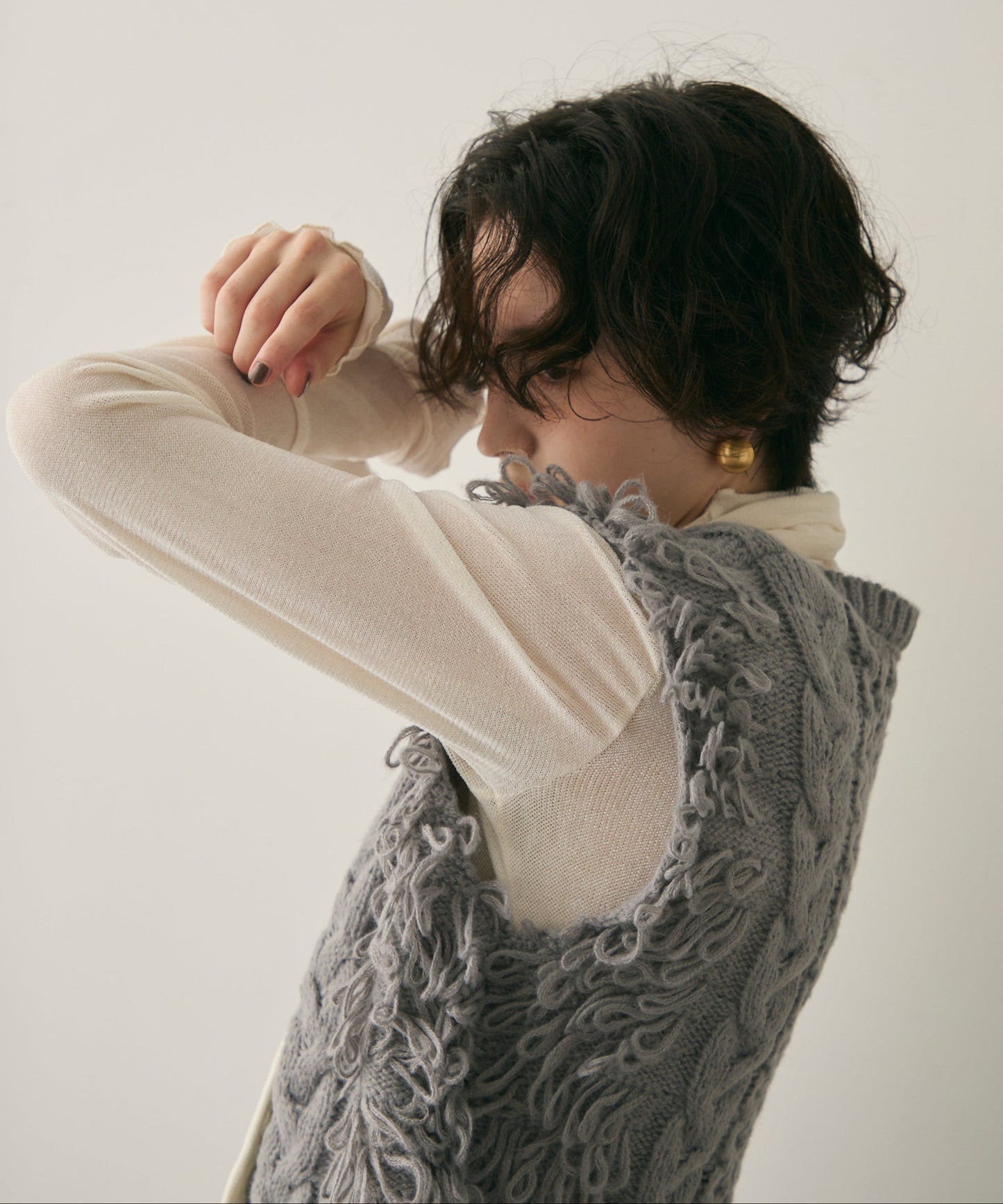 モヘアタッチループフリンジベスト