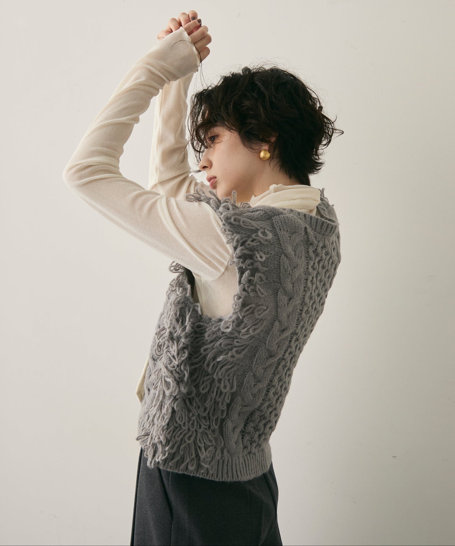 モヘアタッチループフリンジベスト