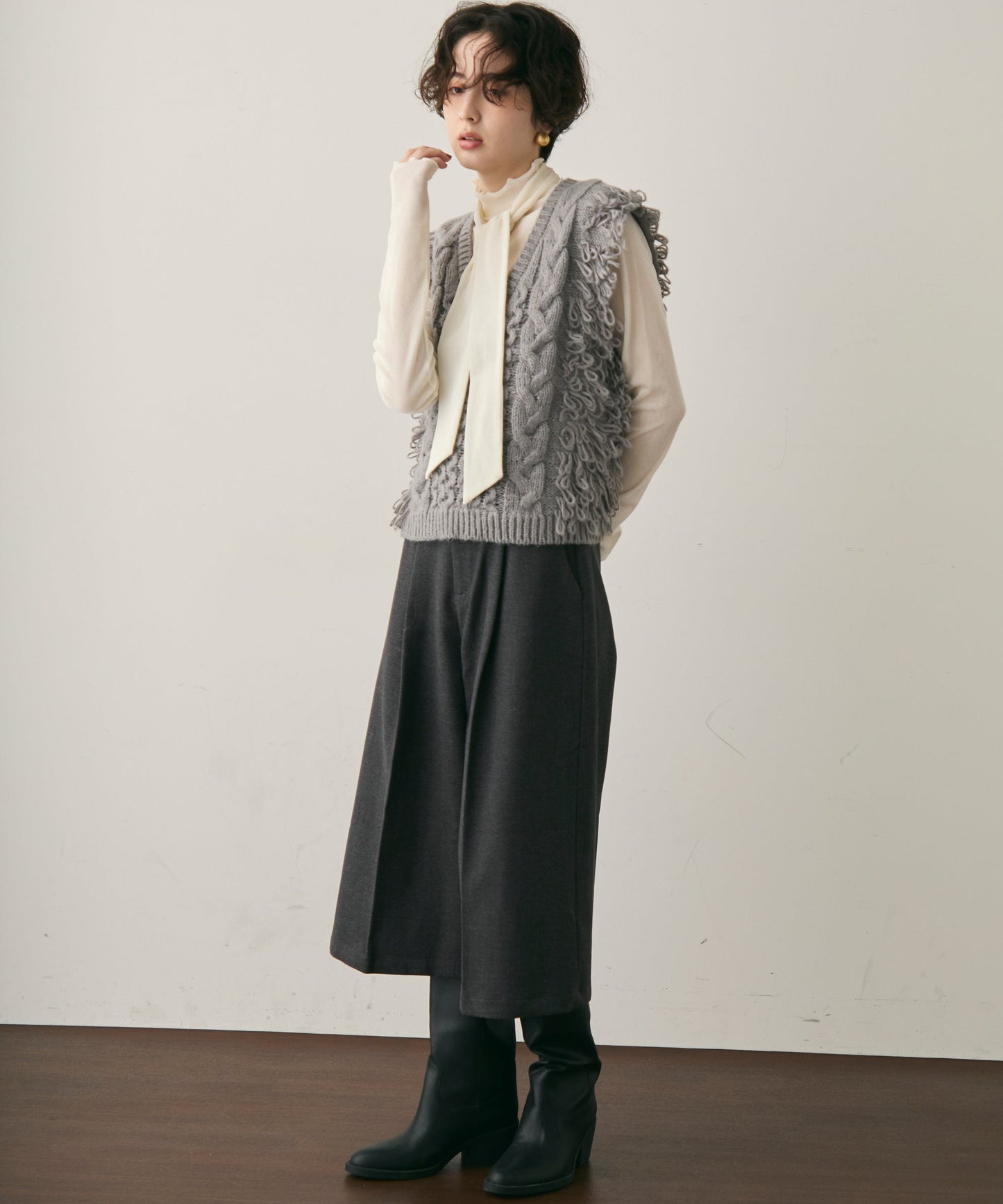 モヘアタッチループフリンジベスト