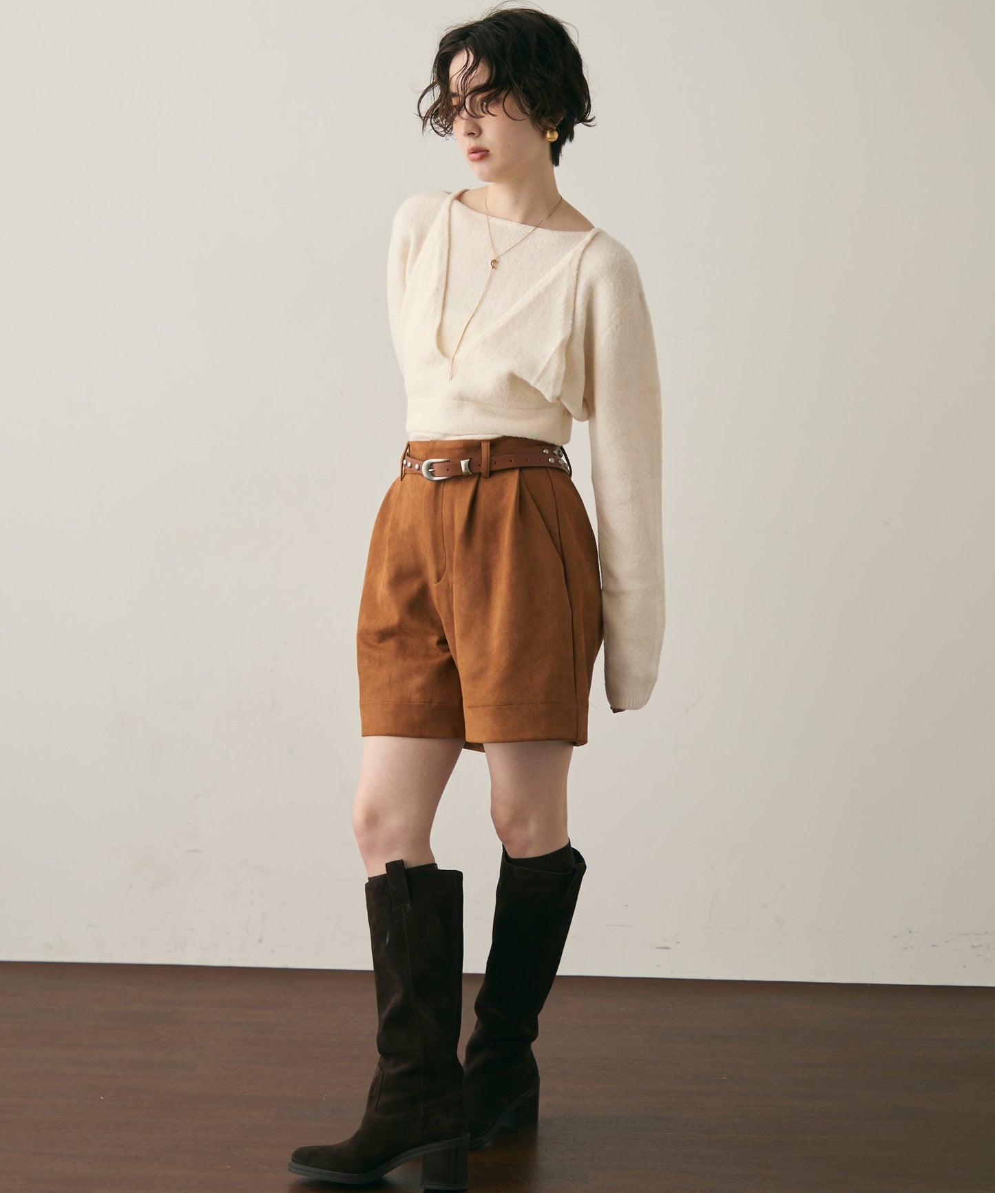 天竺編みプルオーバー+キャミセット