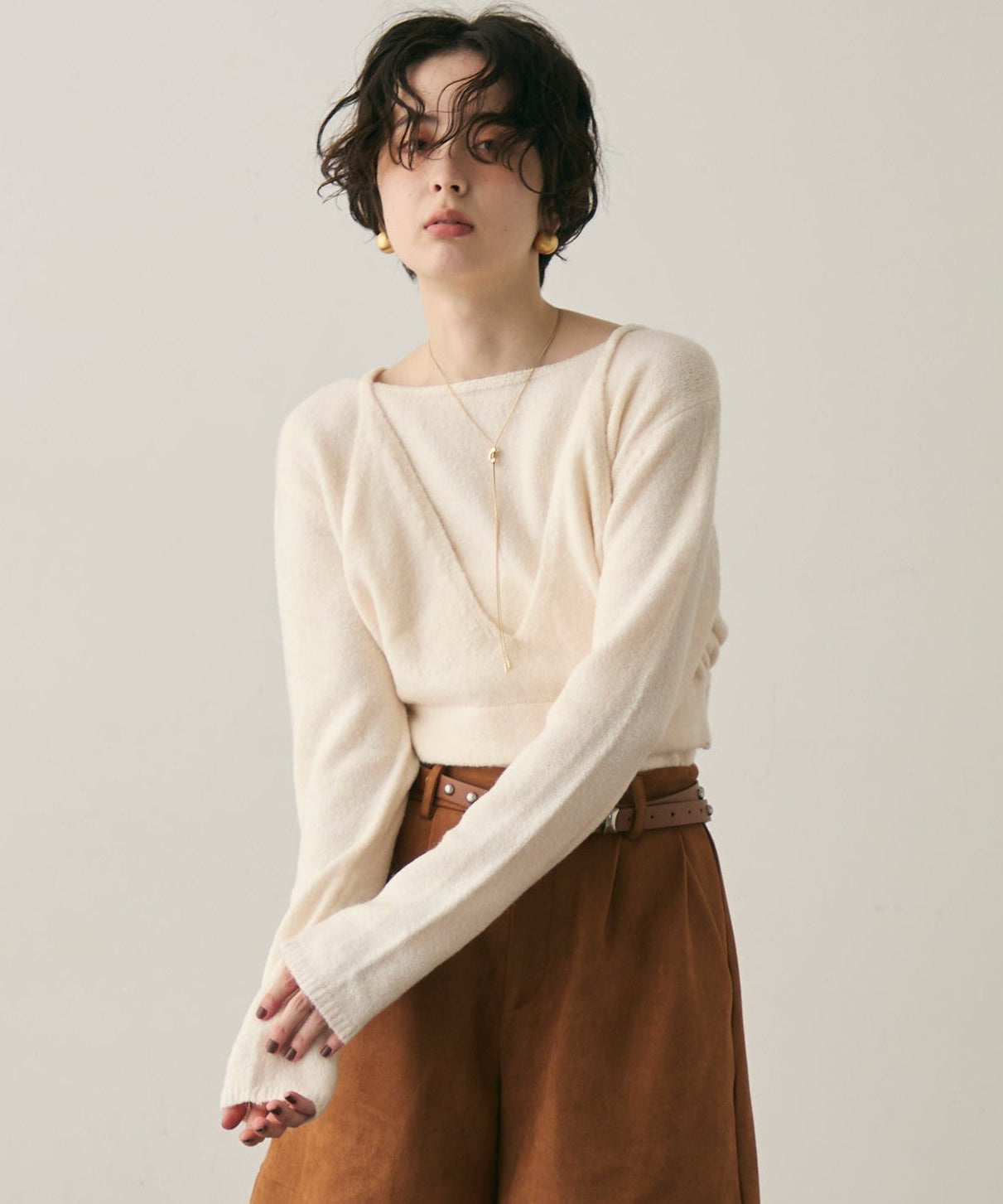 天竺編みプルオーバー+キャミセット