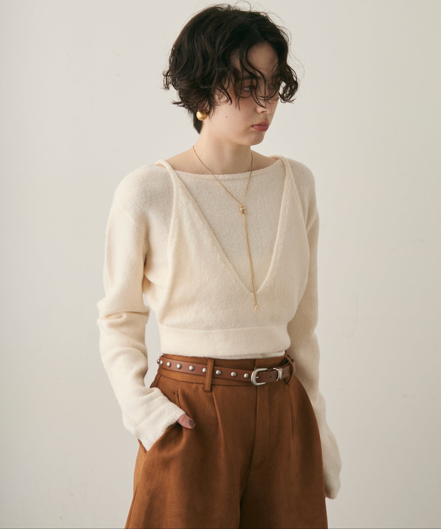 天竺編みプルオーバー+キャミセット