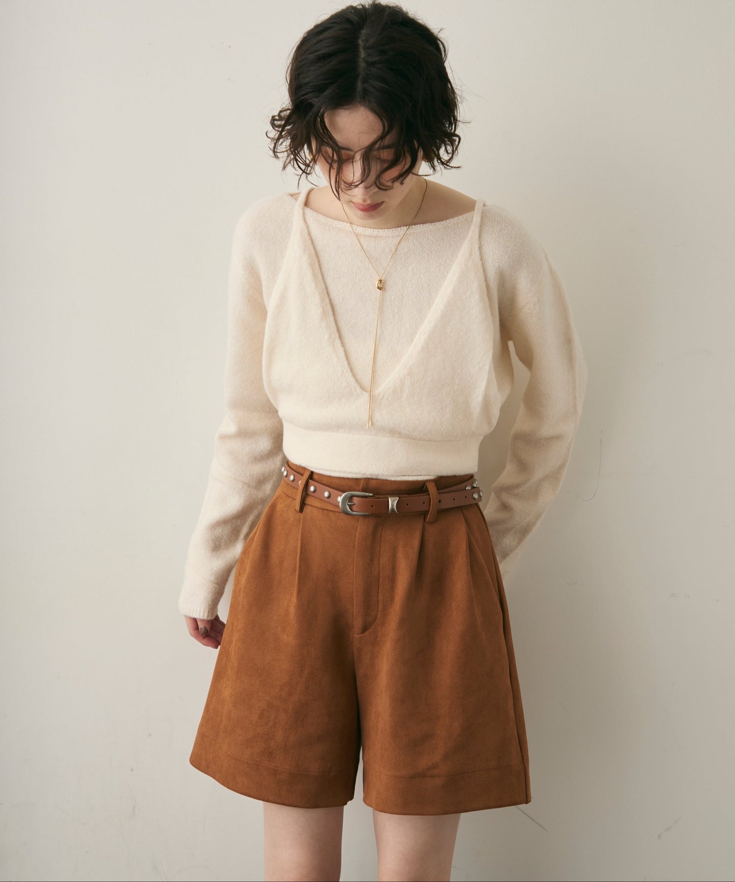 天竺編みプルオーバー+キャミセット