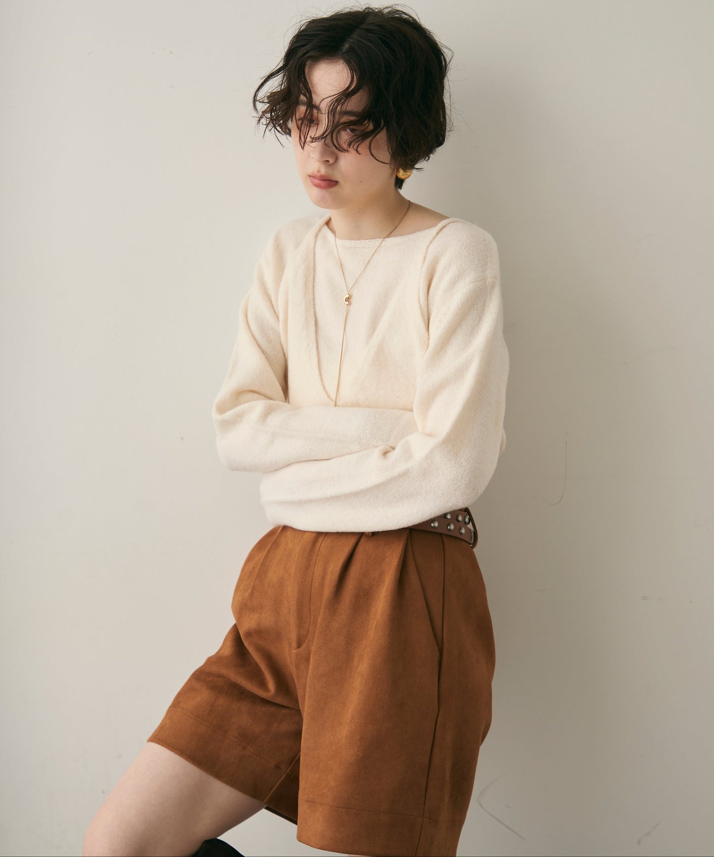 天竺編みプルオーバー+キャミセット