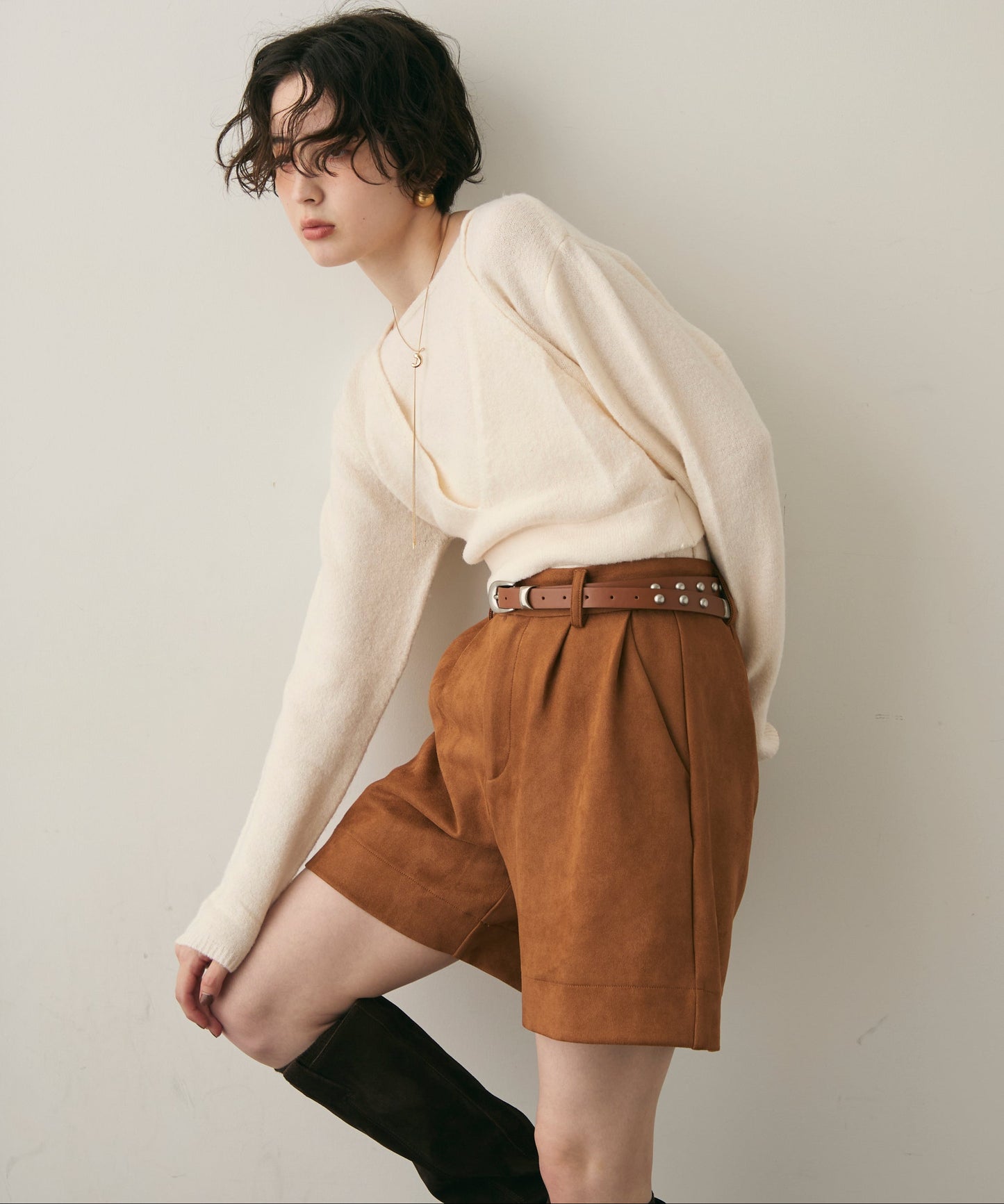 天竺編みプルオーバー+キャミセット