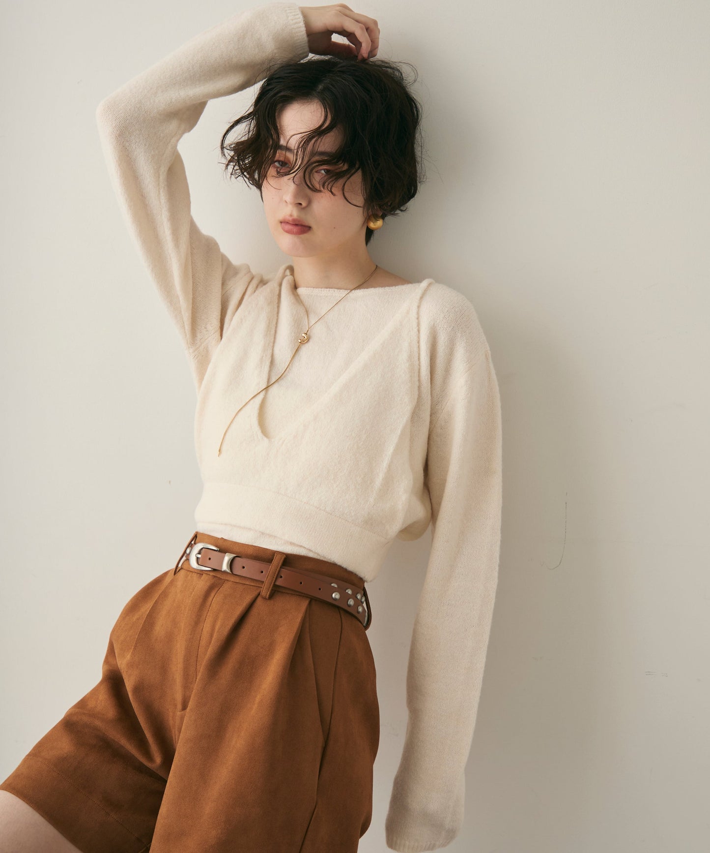 天竺編みプルオーバー+キャミセット