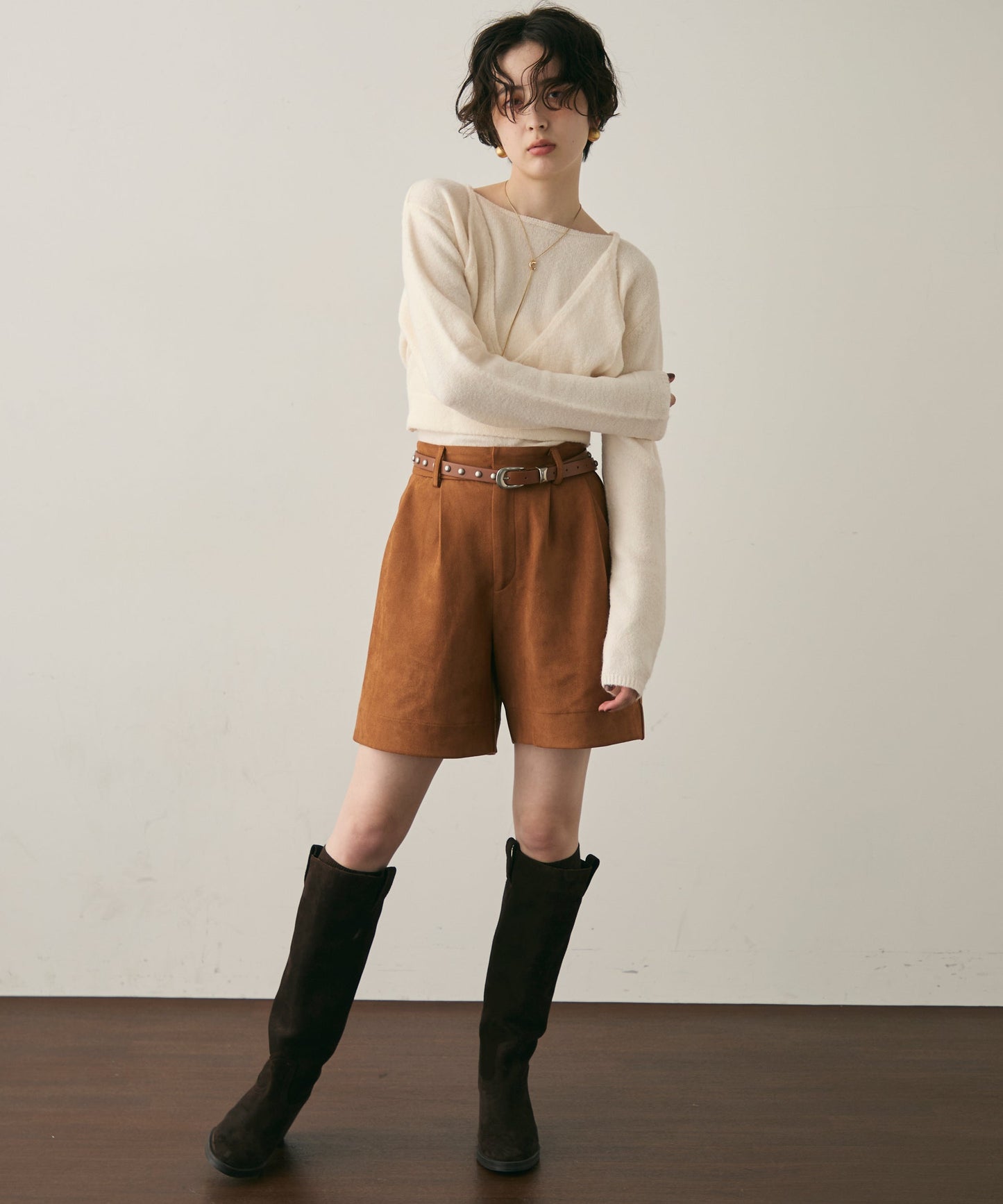 天竺編みプルオーバー+キャミセット