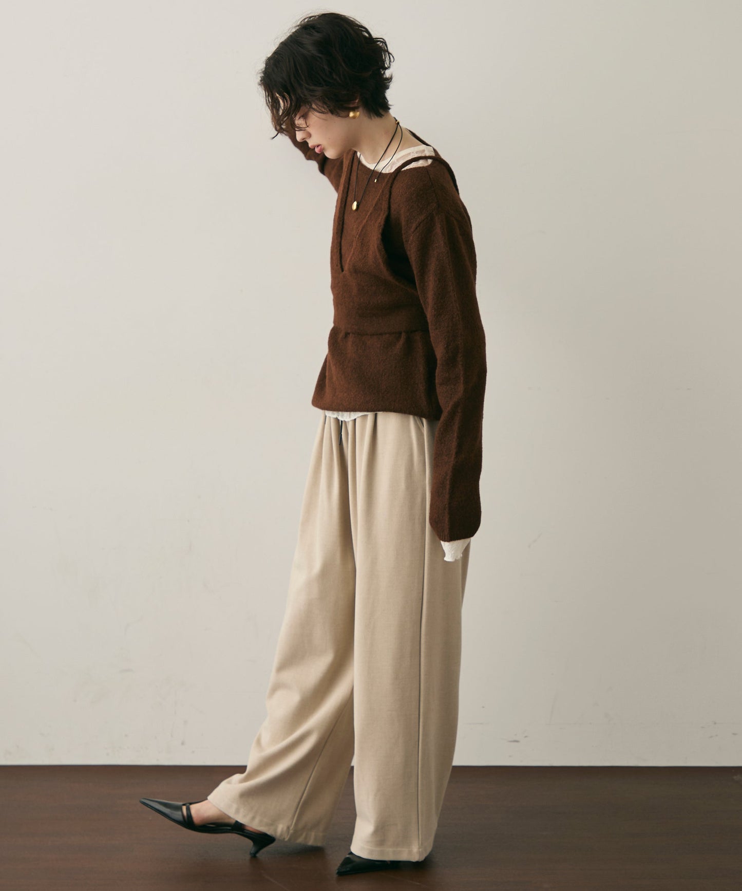 天竺編みプルオーバー+キャミセット