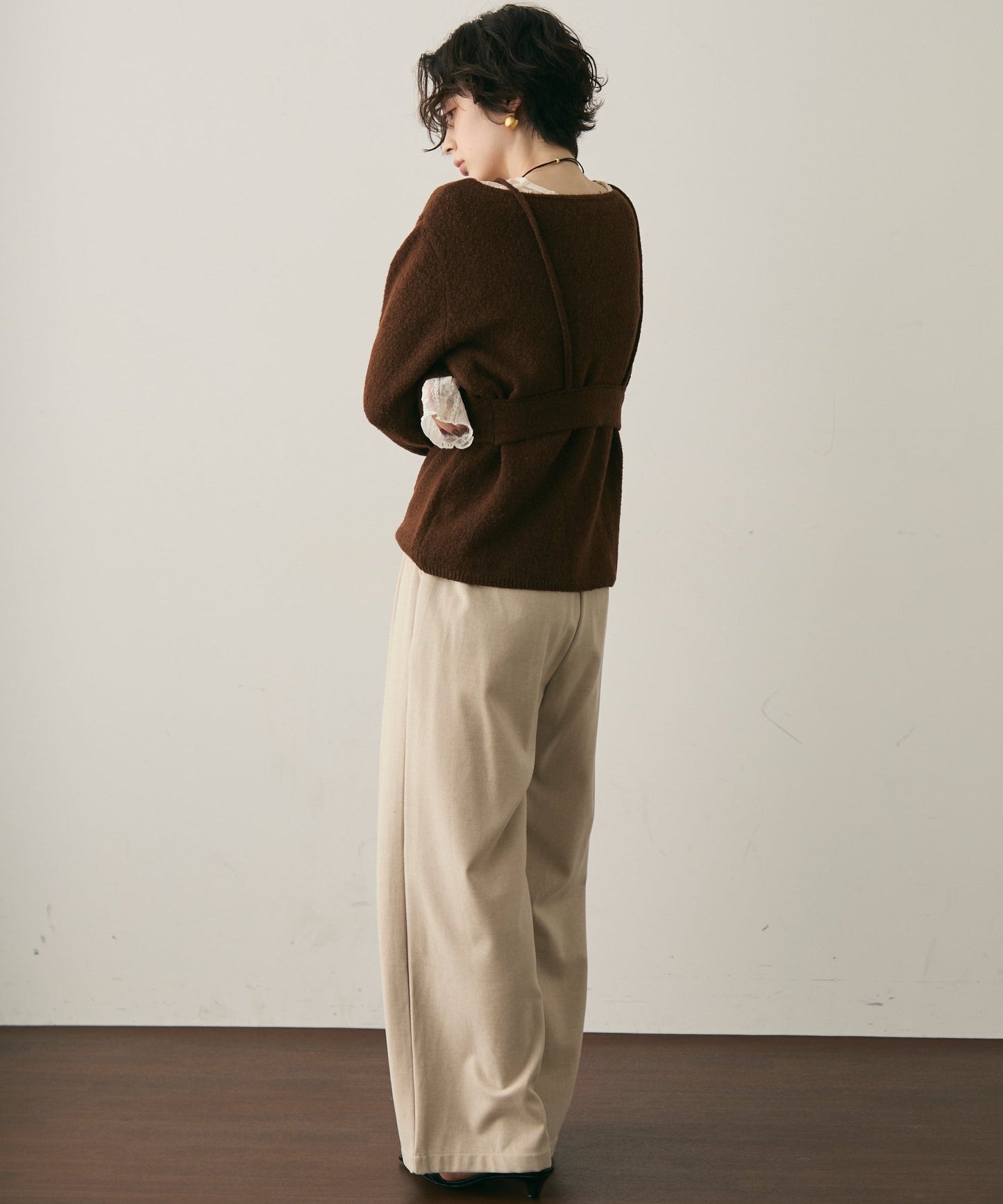 天竺編みプルオーバー+キャミセット