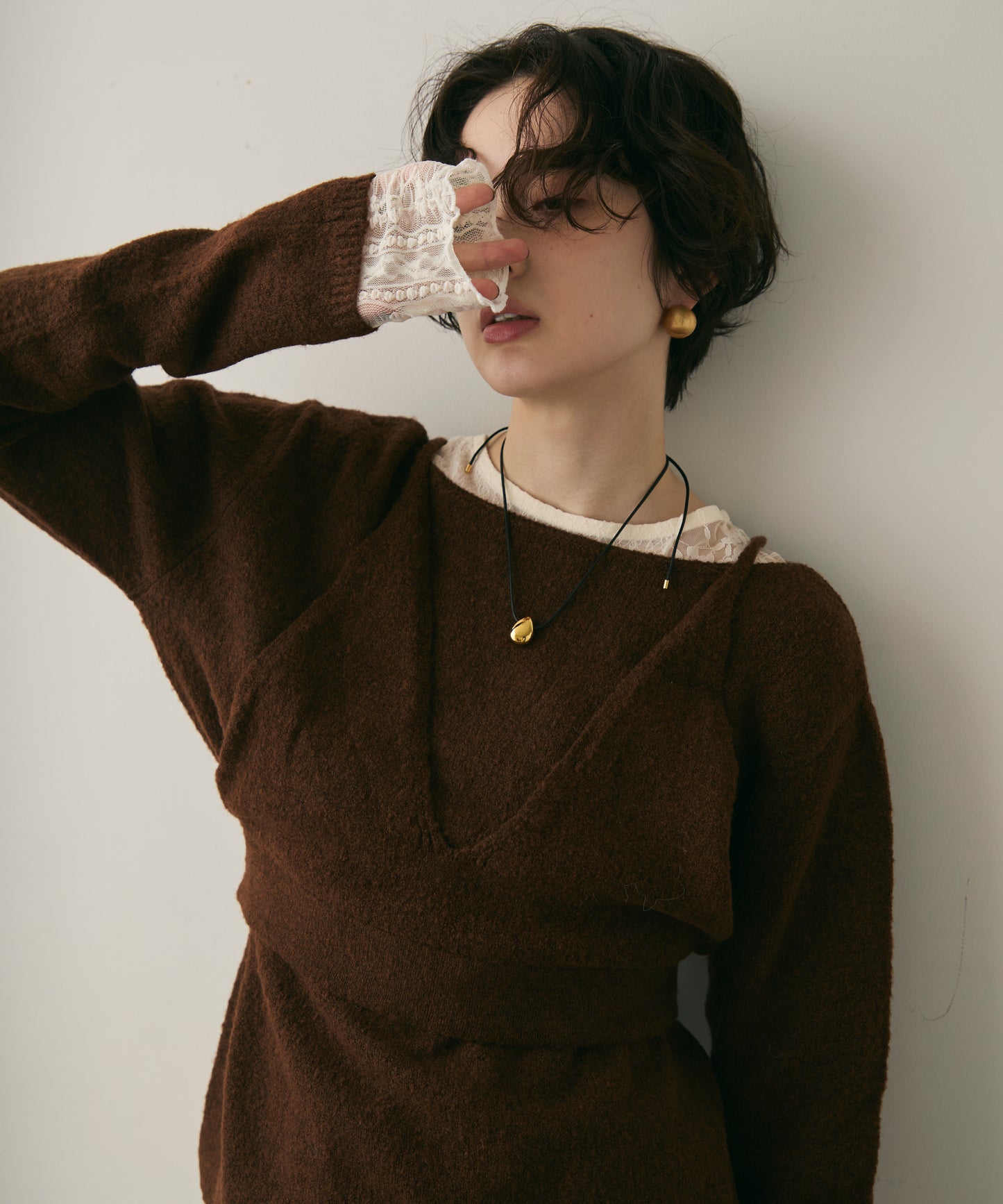 天竺編みプルオーバー+キャミセット