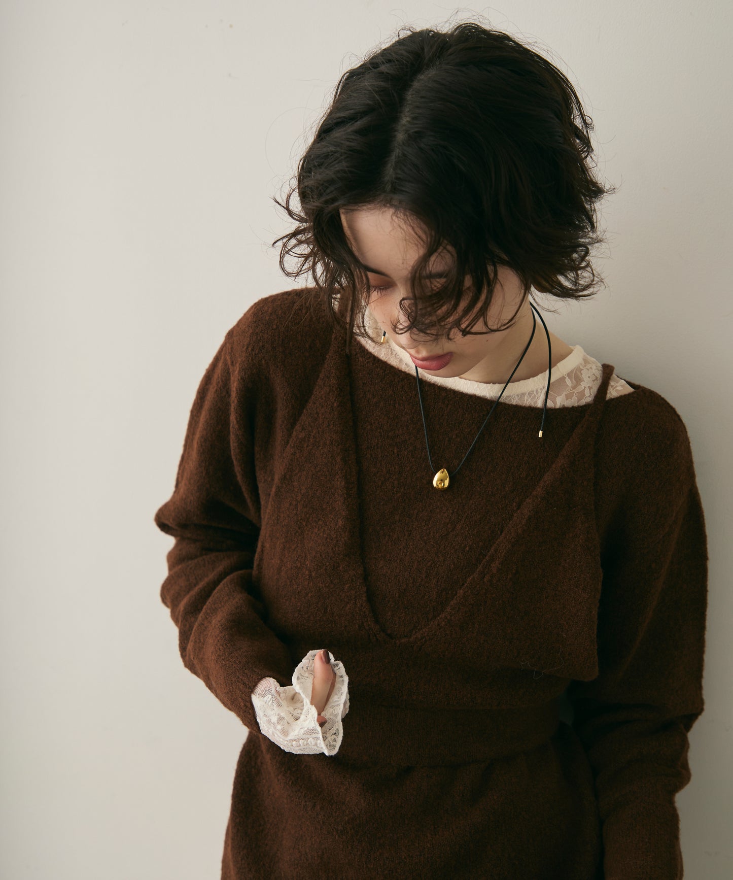 天竺編みプルオーバー+キャミセット