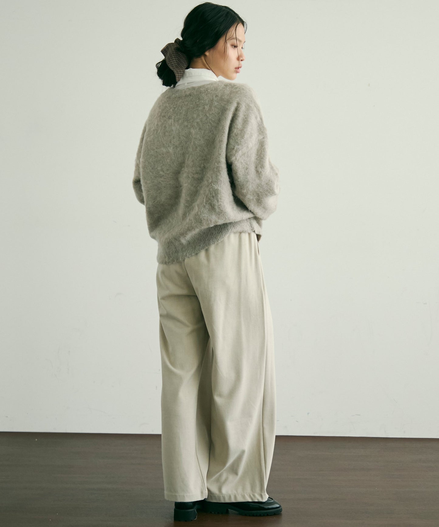 モヘアタッチシャギーダブルブレストカーディガン