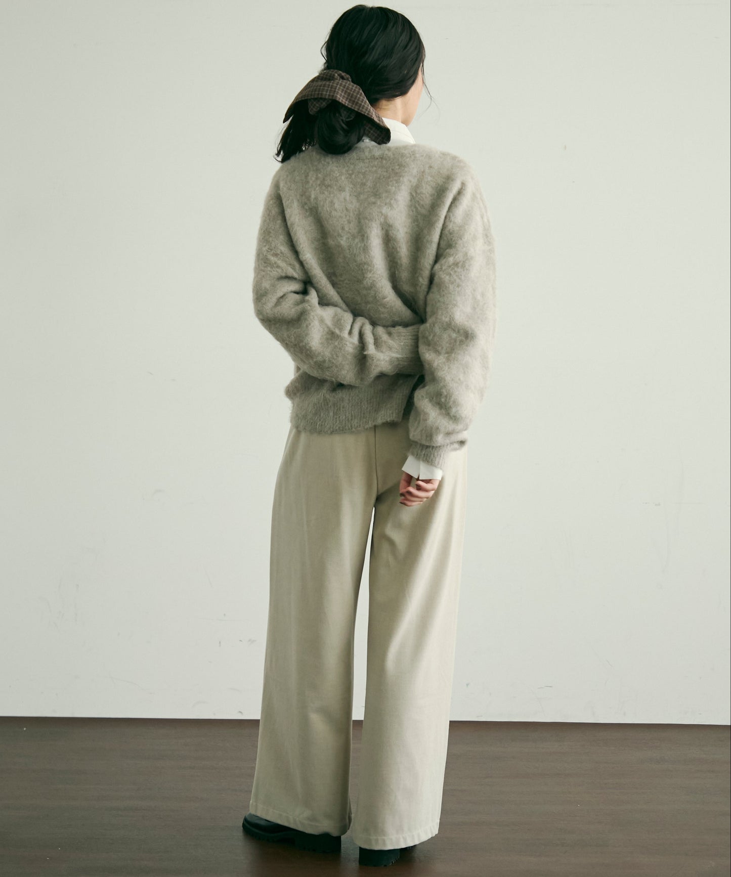 モヘアタッチシャギーダブルブレストカーディガン