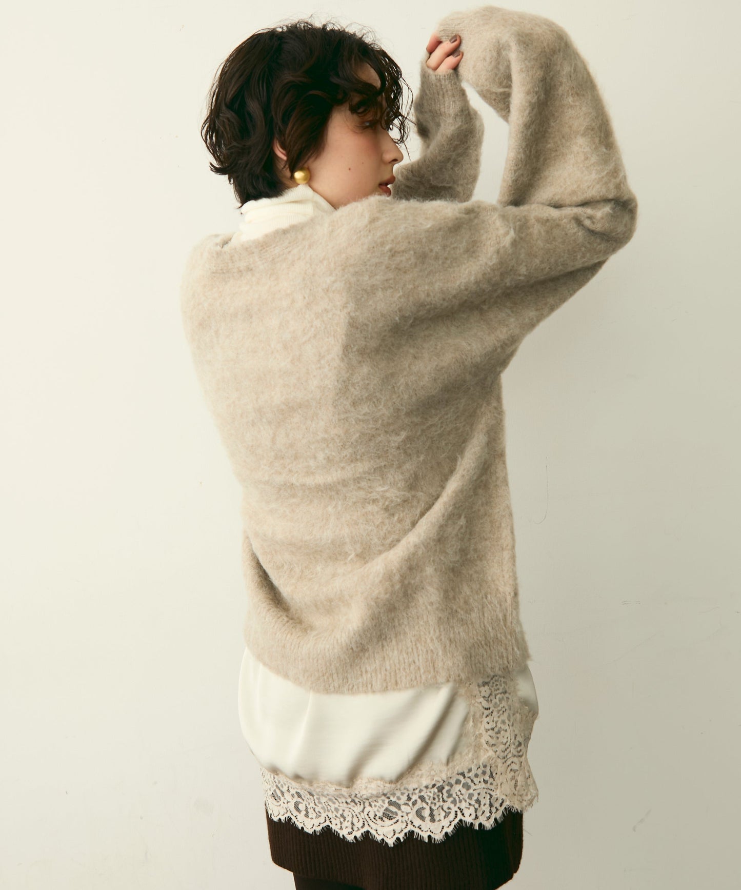 モヘアタッチシャギーダブルブレストカーディガン