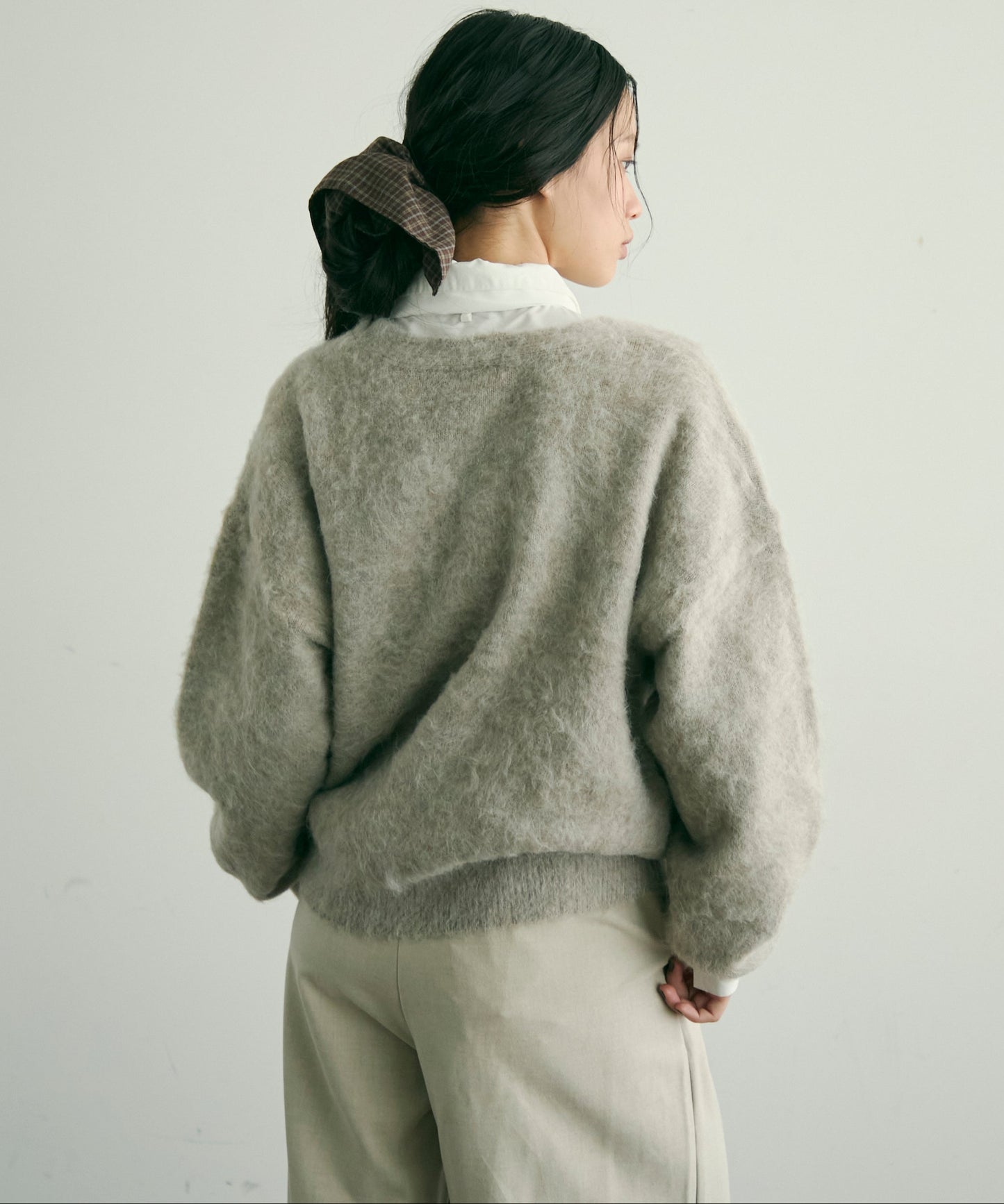 モヘアタッチシャギーダブルブレストカーディガン