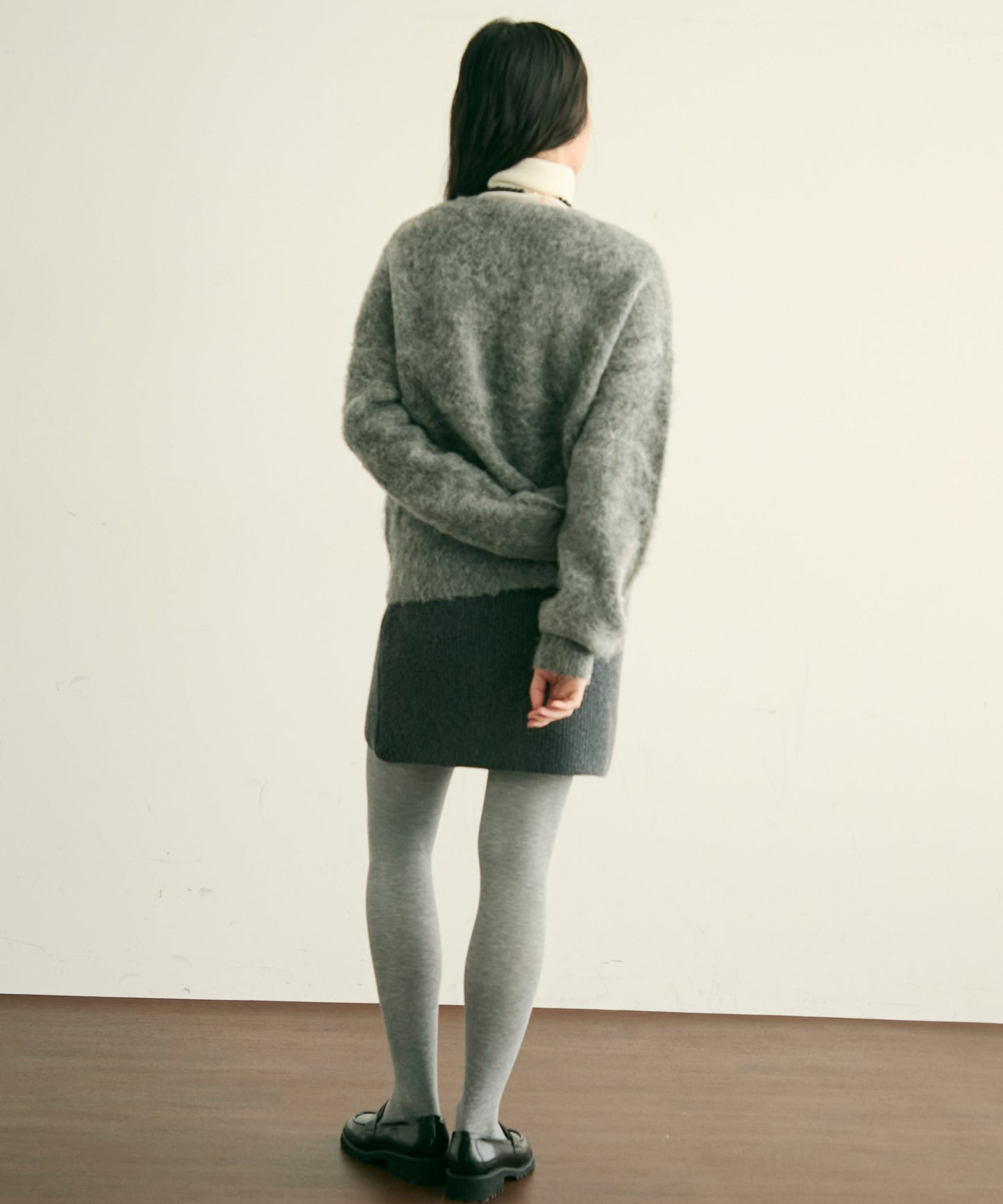 モヘアタッチシャギーダブルブレストカーディガン