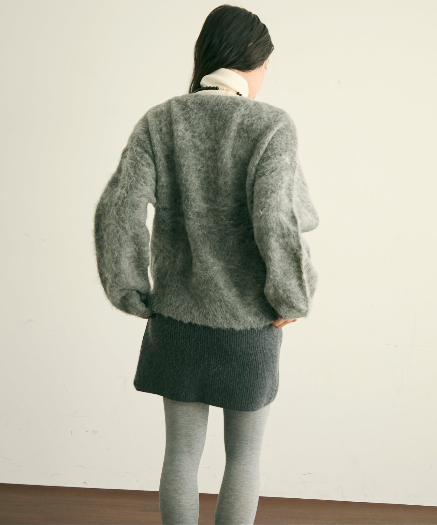 モヘアタッチシャギーダブルブレストカーディガン