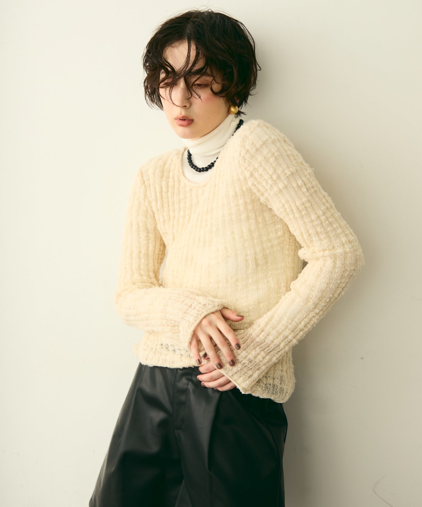 スラブループヤーンニットプルオーバー